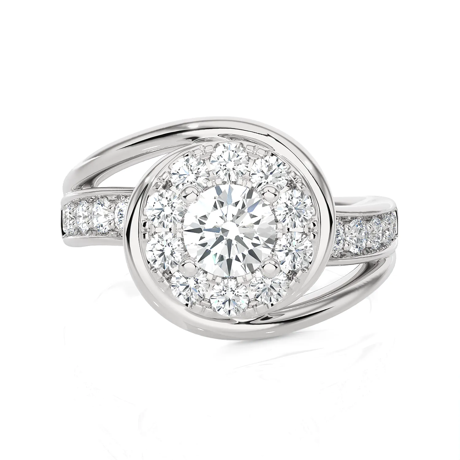1 1/5 ctw Round Lab Grown Diamond Halo Engagement Ring