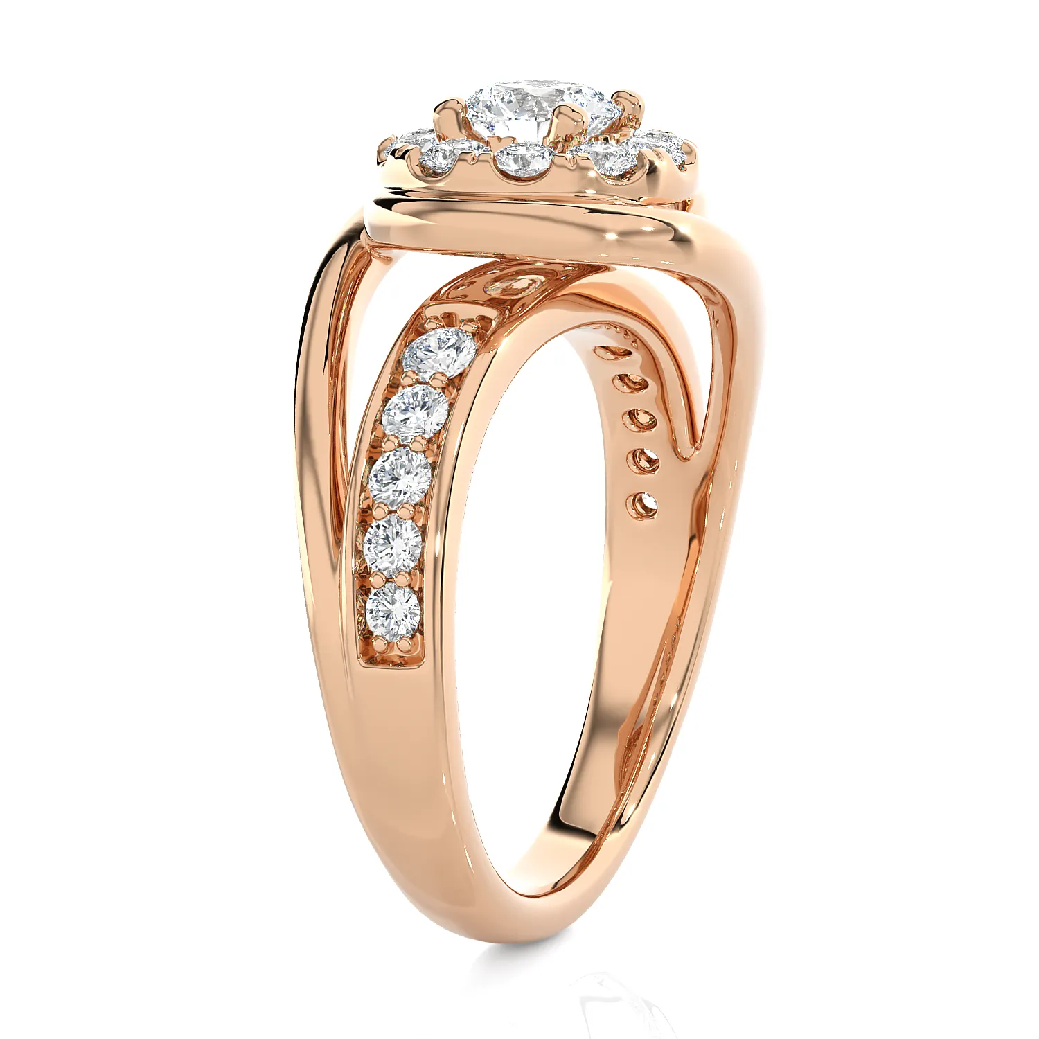 1 1/5 ctw Round Lab Grown Diamond Halo Engagement Ring