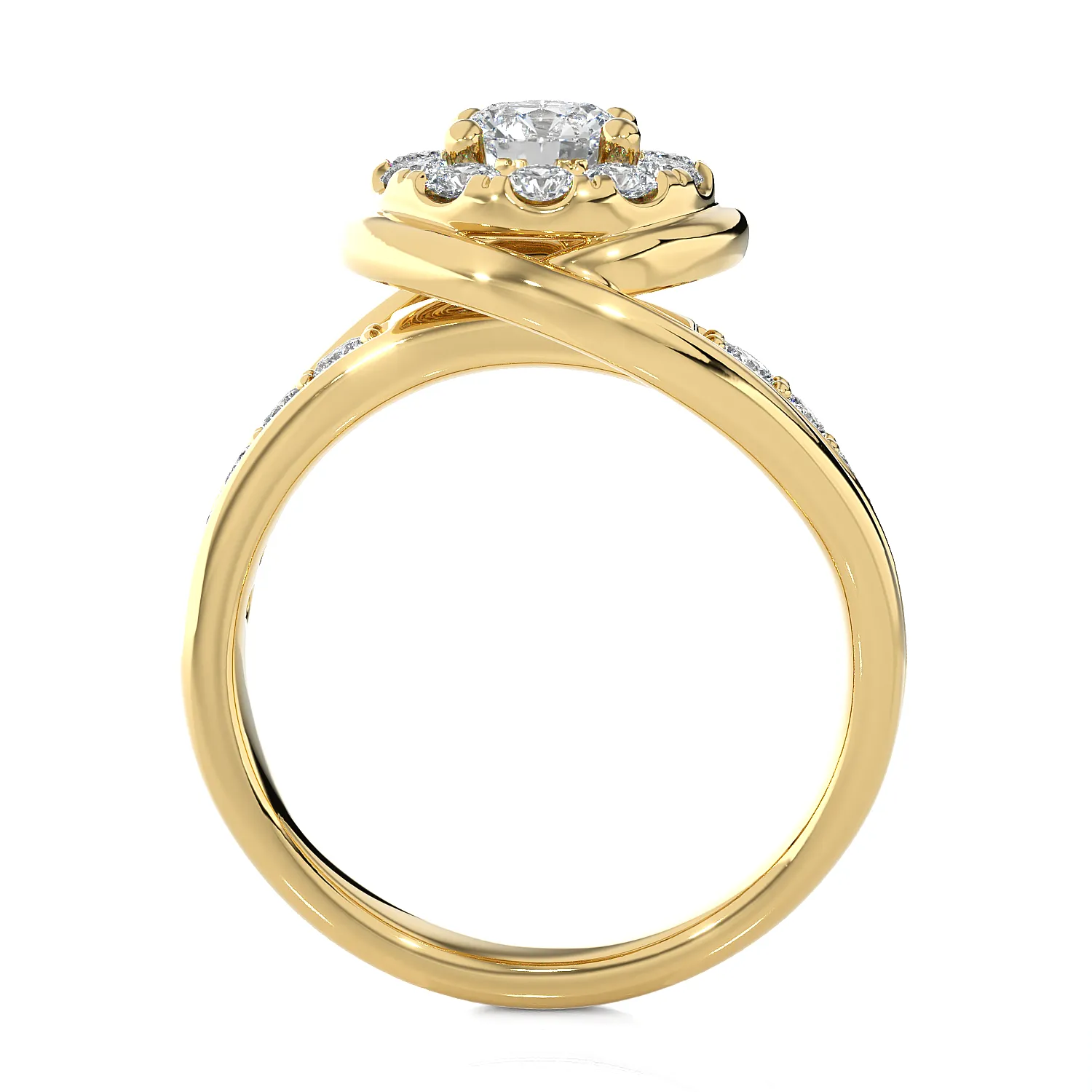 1 1/5 ctw Round Lab Grown Diamond Halo Engagement Ring