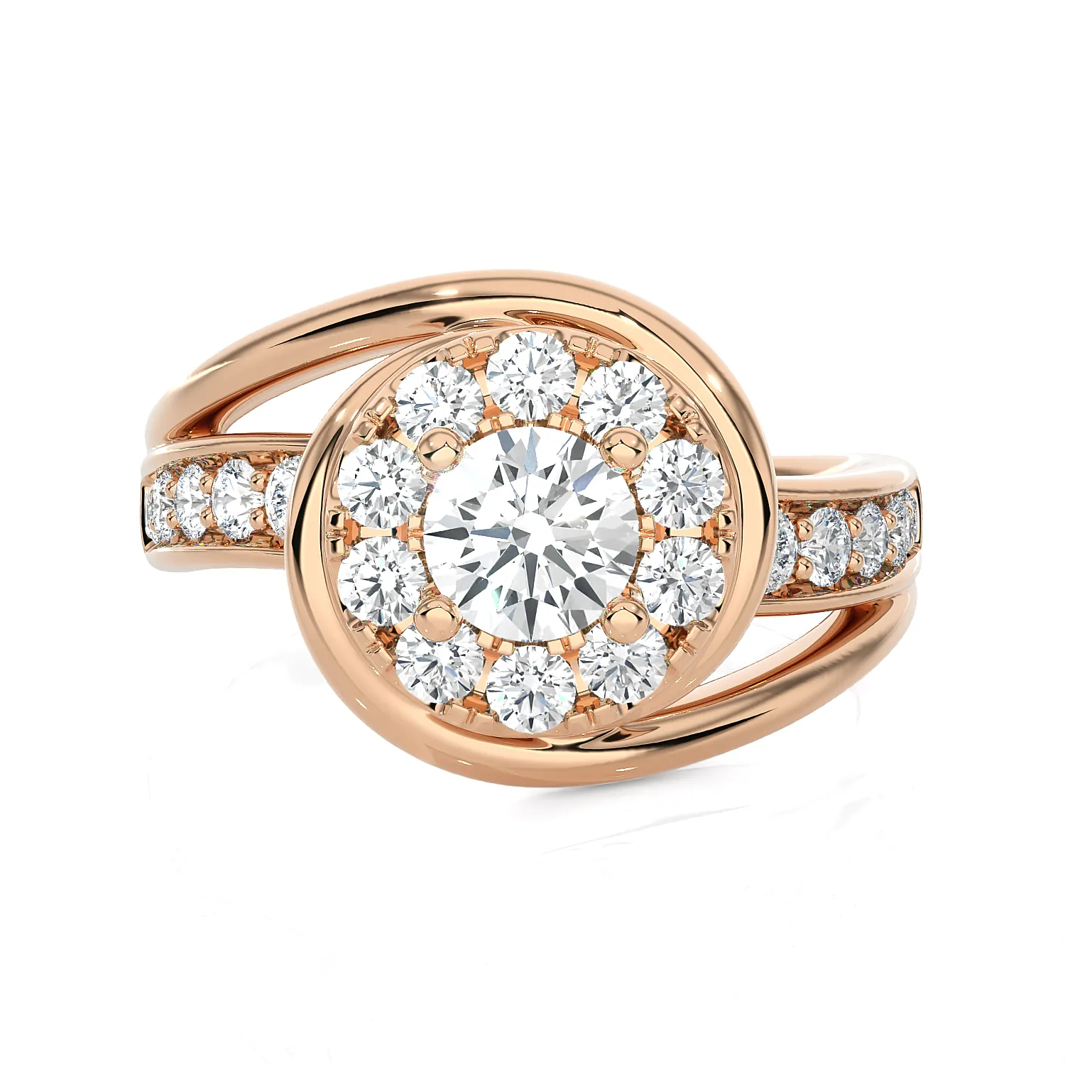 1 1/5 ctw Round Lab Grown Diamond Halo Engagement Ring