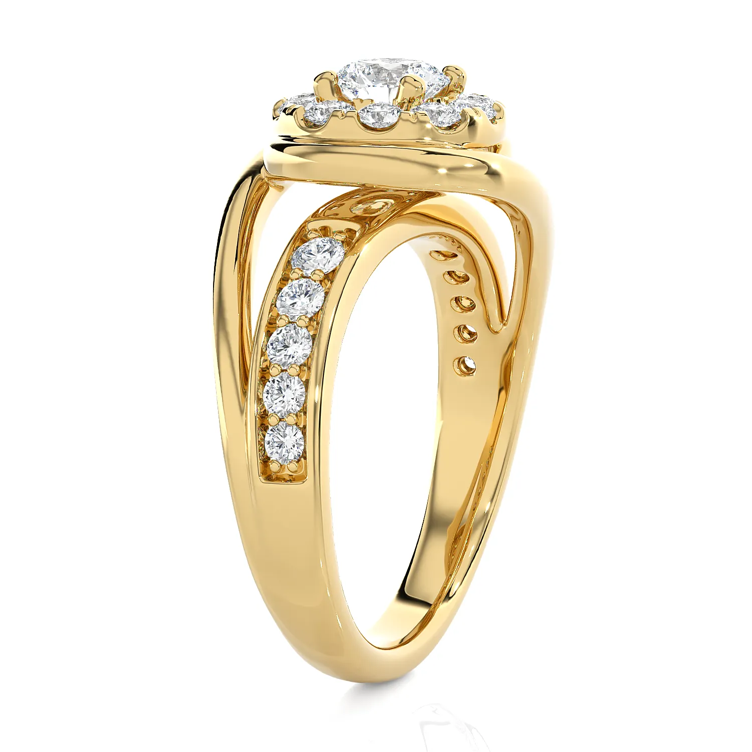 1 1/5 ctw Round Lab Grown Diamond Halo Engagement Ring