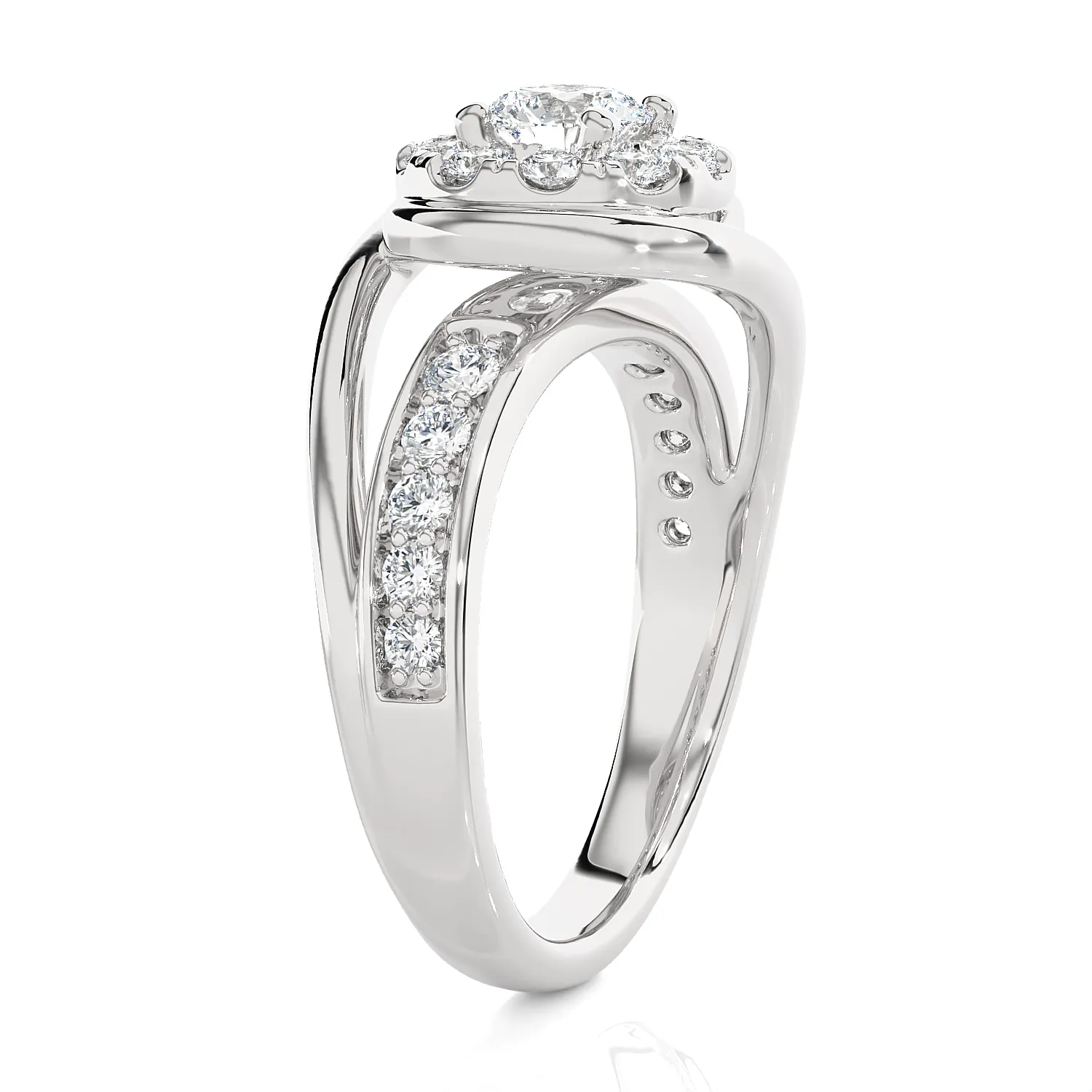 1 1/5 ctw Round Lab Grown Diamond Halo Engagement Ring