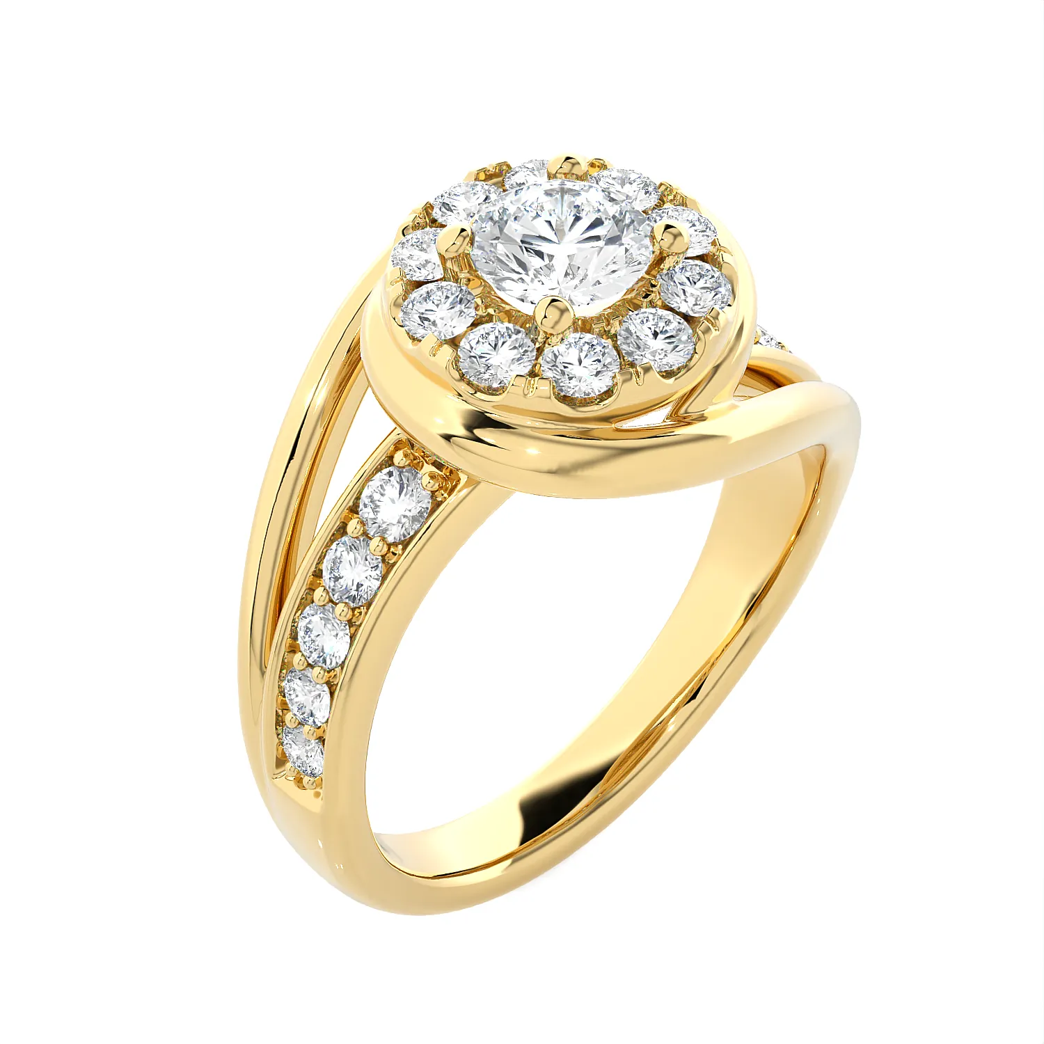 1 1/5 ctw Round Lab Grown Diamond Halo Engagement Ring