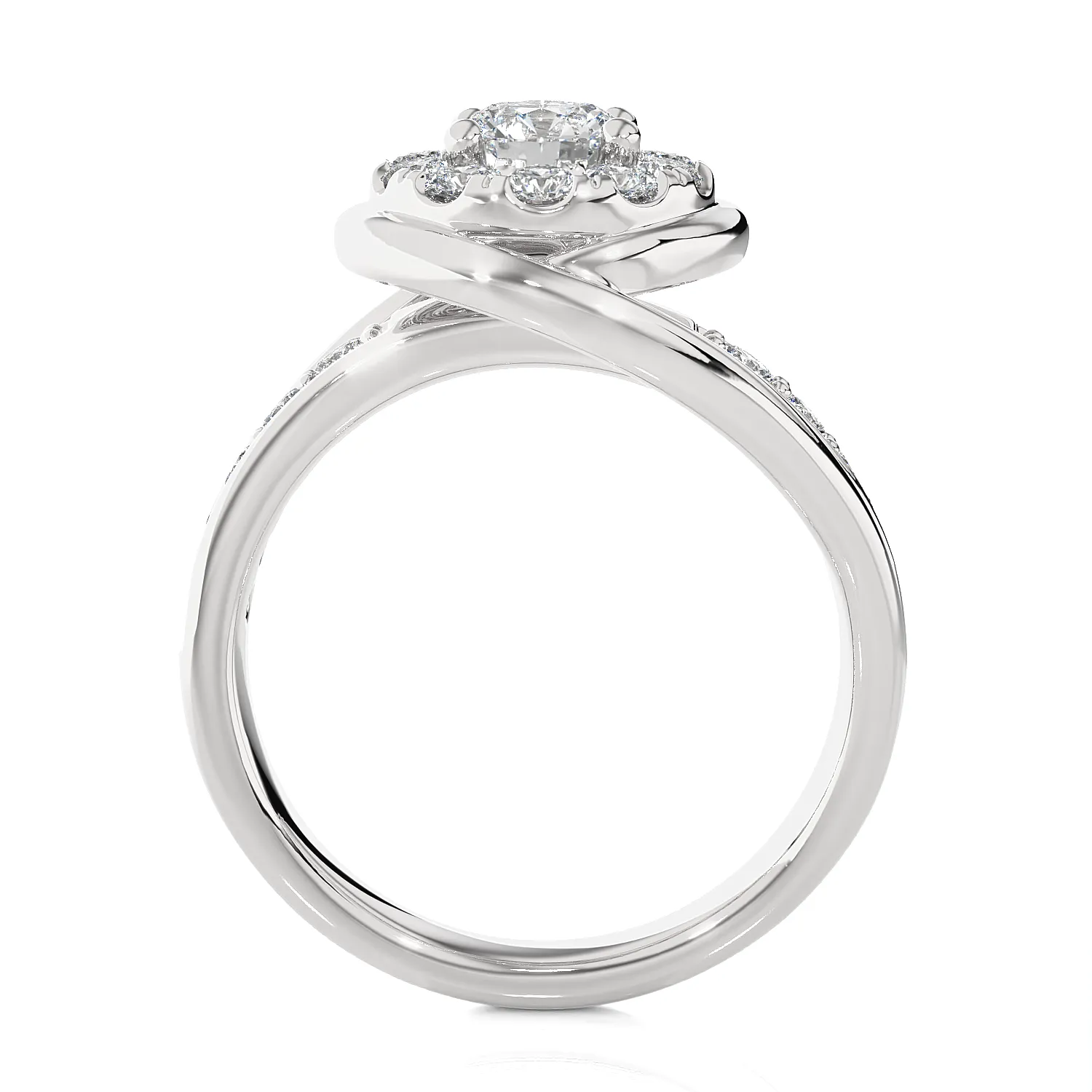 1 1/5 ctw Round Lab Grown Diamond Halo Engagement Ring