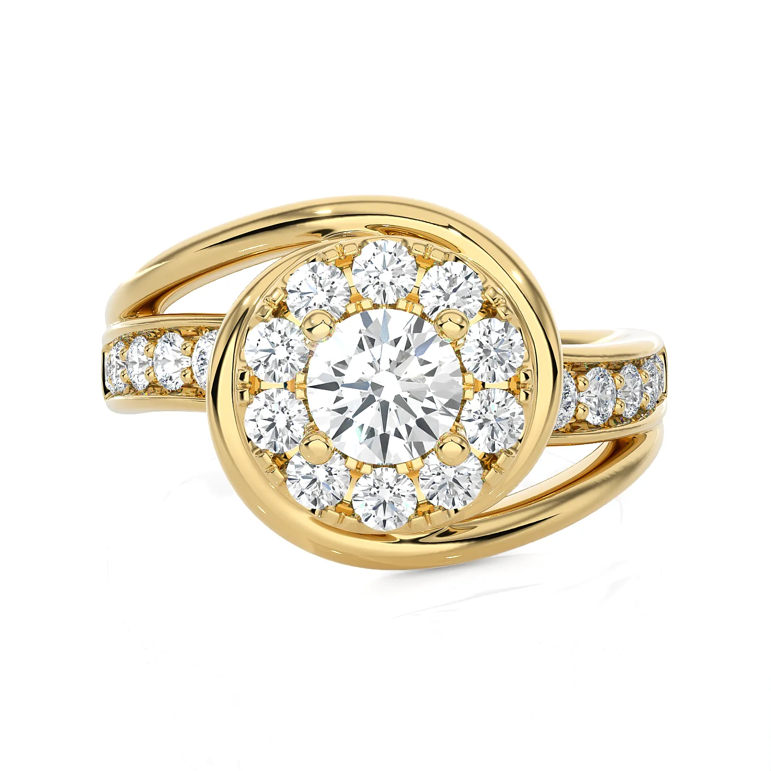 1 1/5 ctw Round Lab Grown Diamond Halo Engagement Ring