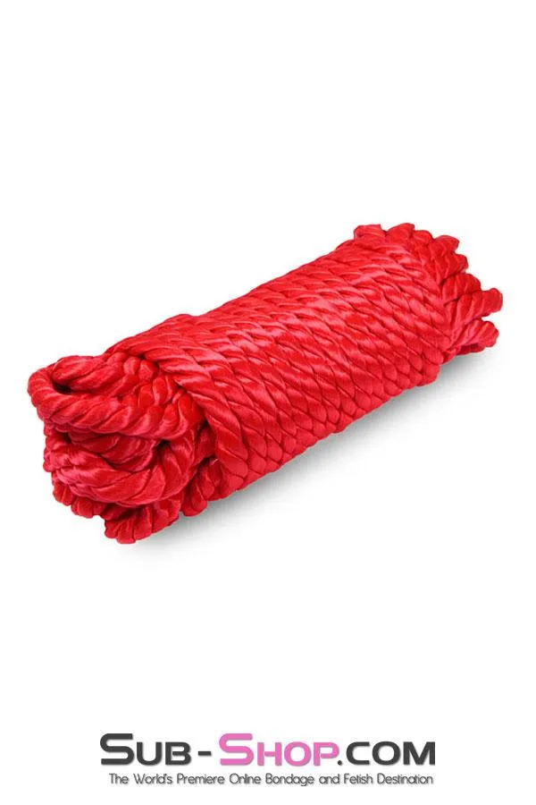 1141DL      Scarlet Seduction Thick Silken Twisted Red Bondage Rope, 32 Ft.