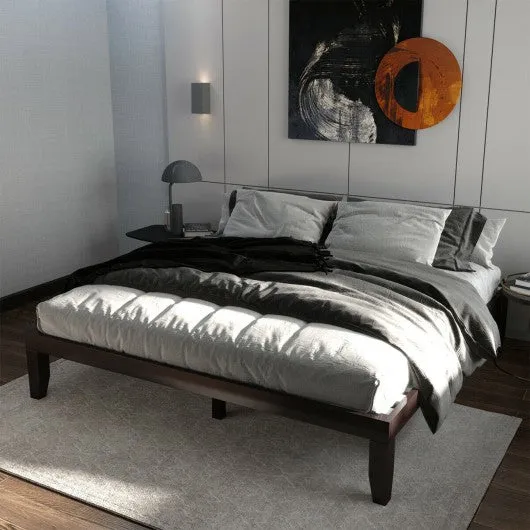 14 Inch King Size Wood Platform Bed Frame-Brown