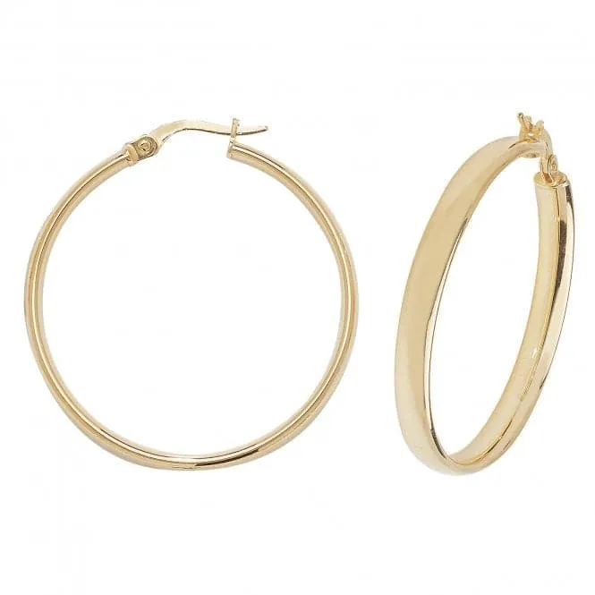9CT Yellow Gold 30mm Hoop Earrings ER974