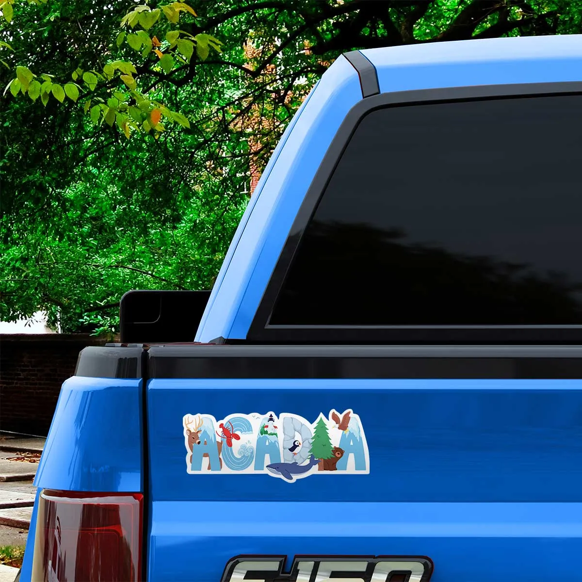 Acadia Maine Whimsical Animals Vinyl Bumper Sticker, National Park Travel Decal