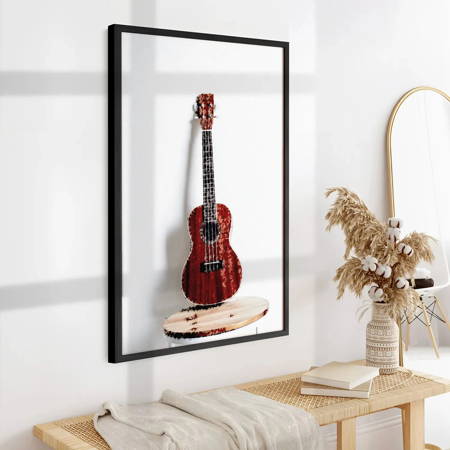 Acoustic Guitar Portrait Brick Red