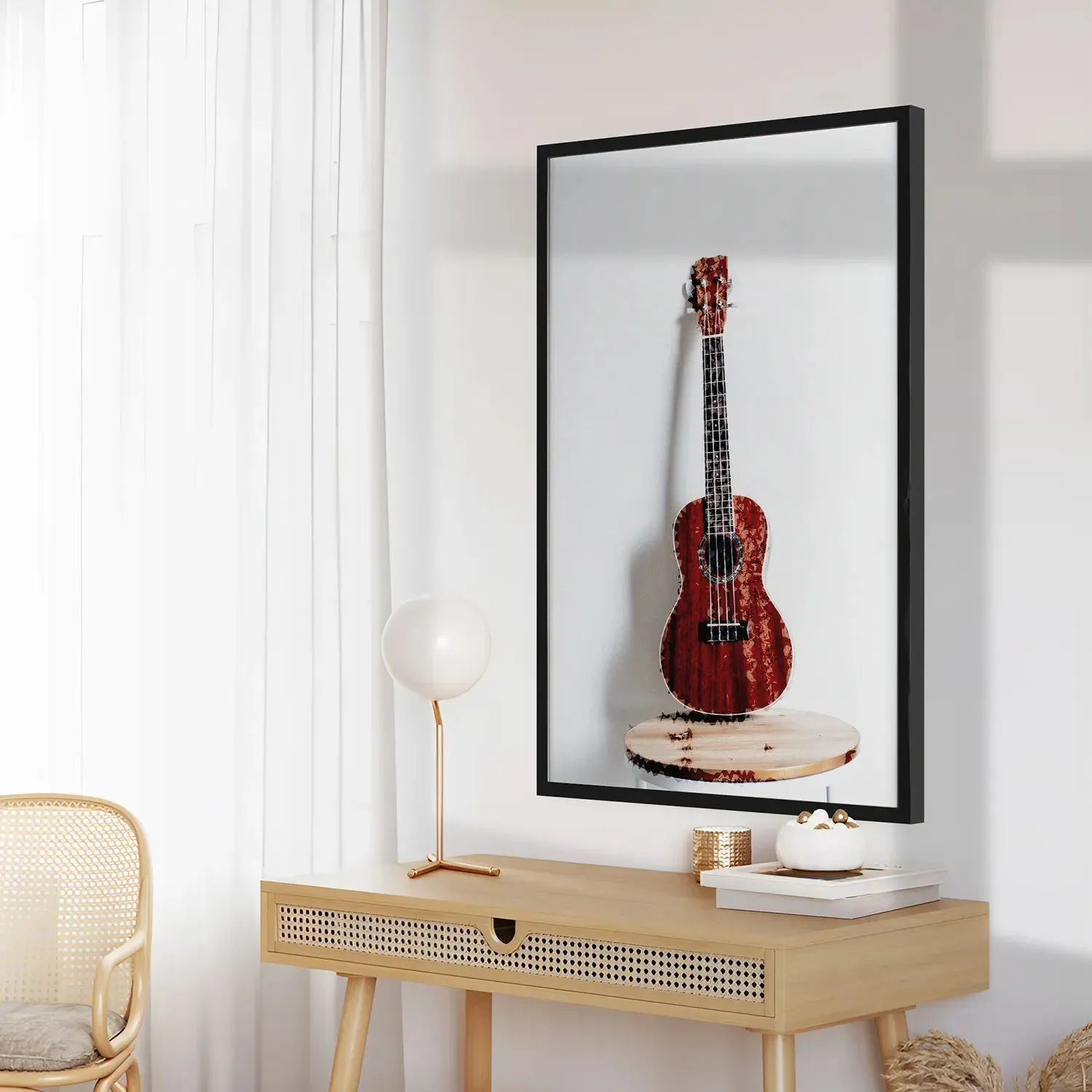 Acoustic Guitar Portrait Brick Red