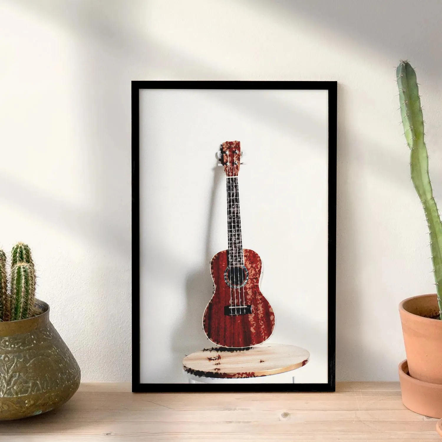 Acoustic Guitar Portrait Brick Red