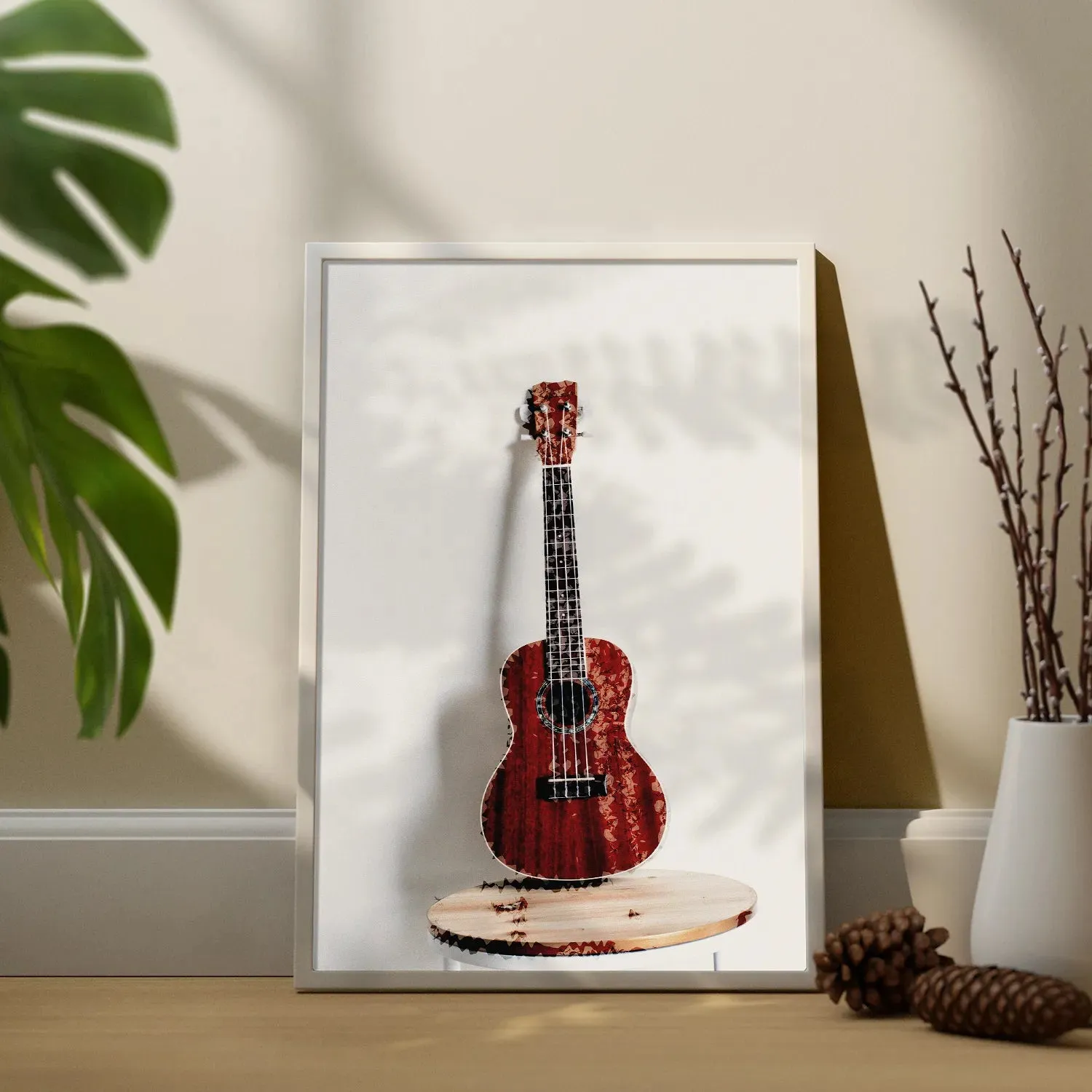 Acoustic Guitar Portrait Brick Red
