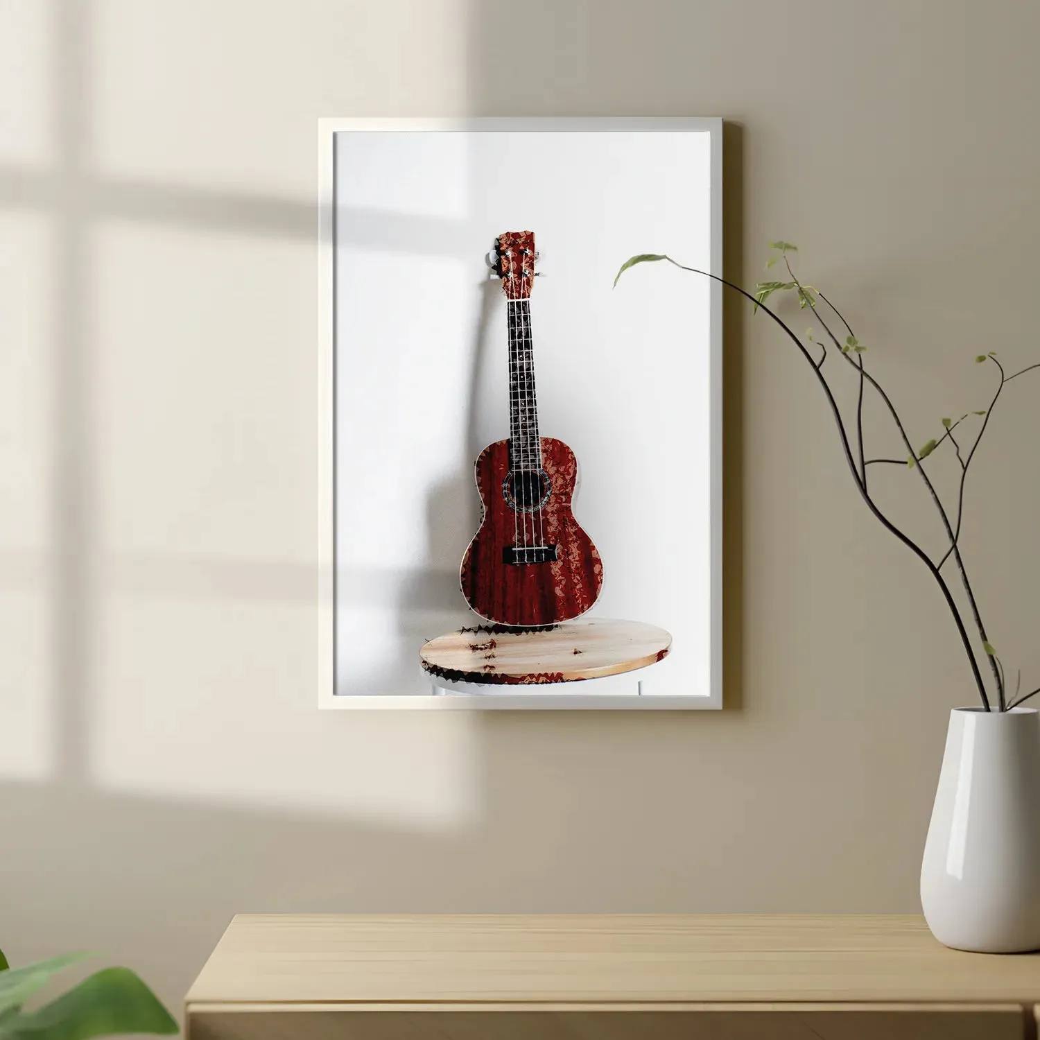 Acoustic Guitar Portrait Brick Red