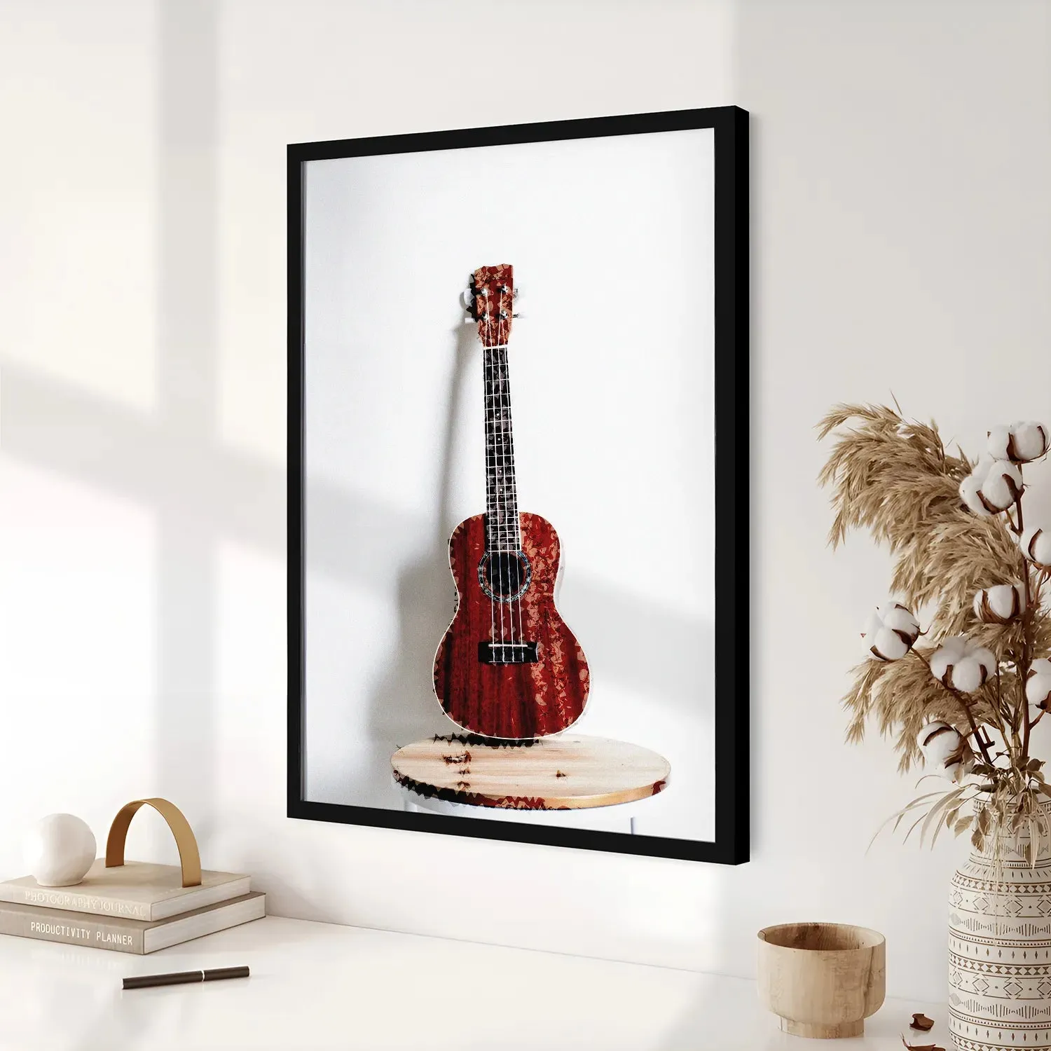 Acoustic Guitar Portrait Brick Red