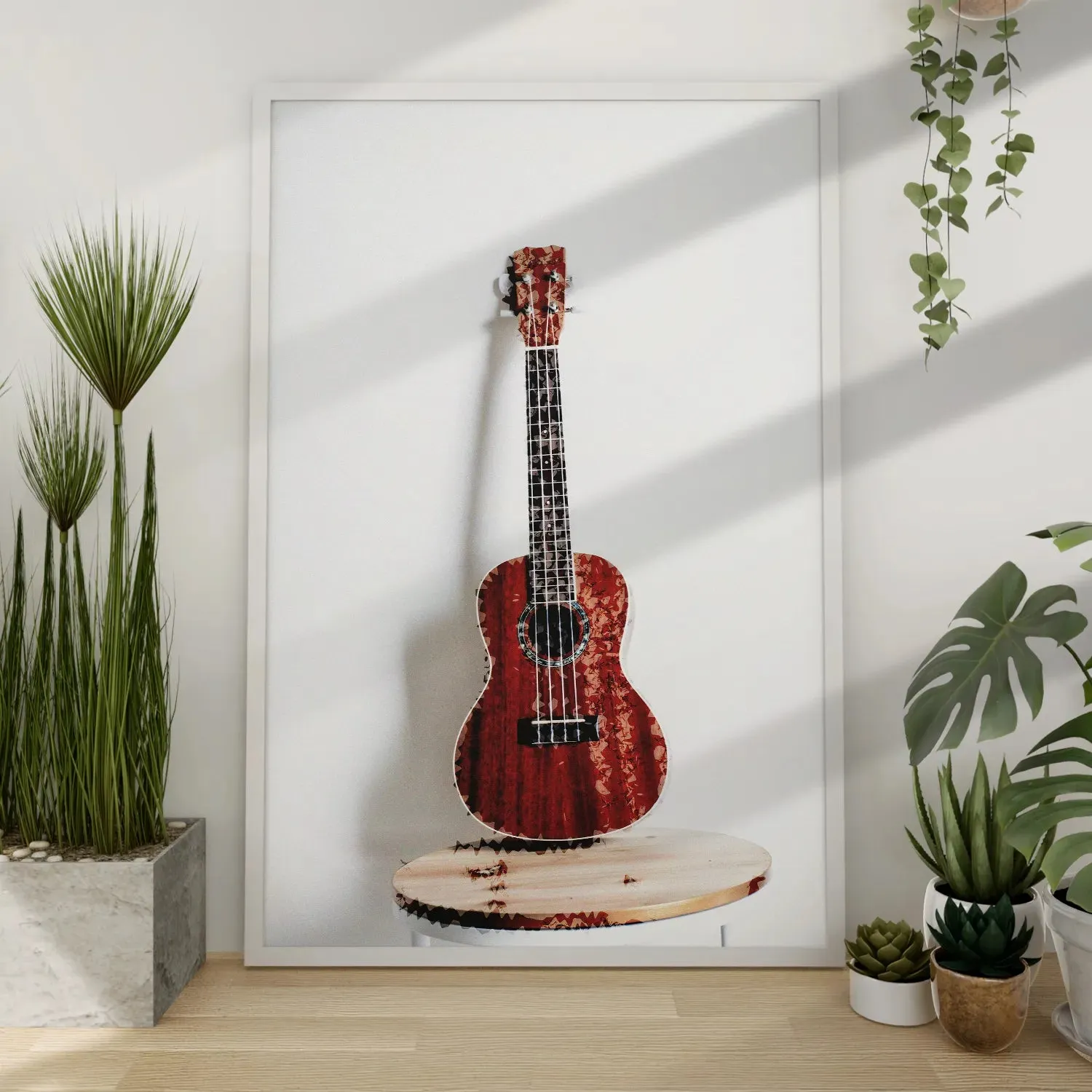 Acoustic Guitar Portrait Brick Red