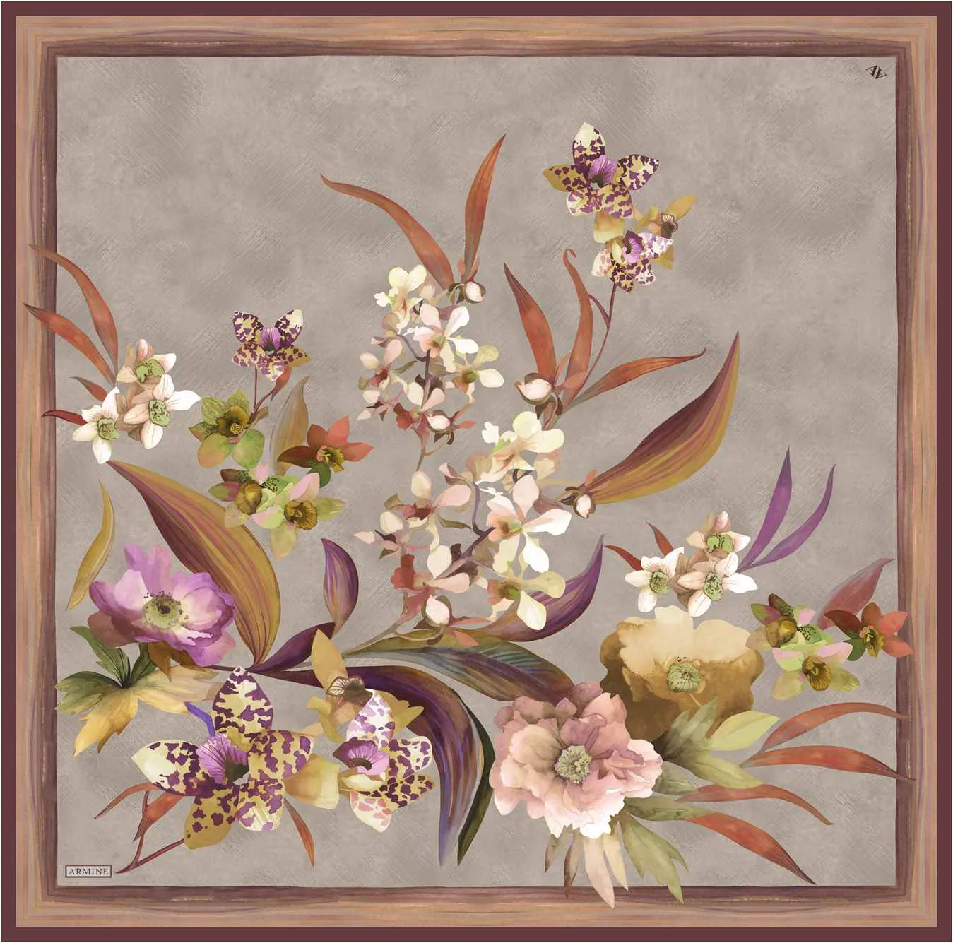Armine Serene Floral Silk Scarf #81