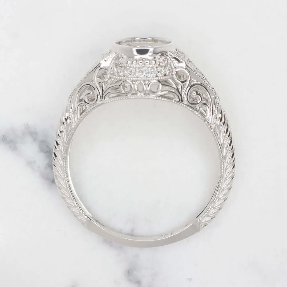 ART DECO ENGAGEMENT MOUNT ROUND BEZEL SET 6MM VINTAGE STYLE SETTING DIAMOND RING