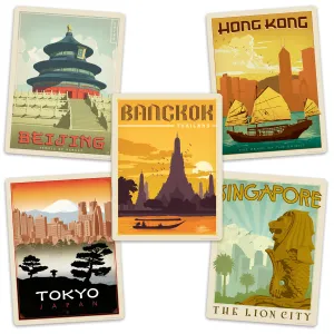 Asian Cities World Travel Vinyl Sticker Set