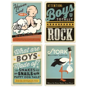 Baby Boys Kids Vinyl Sticker Set of 4