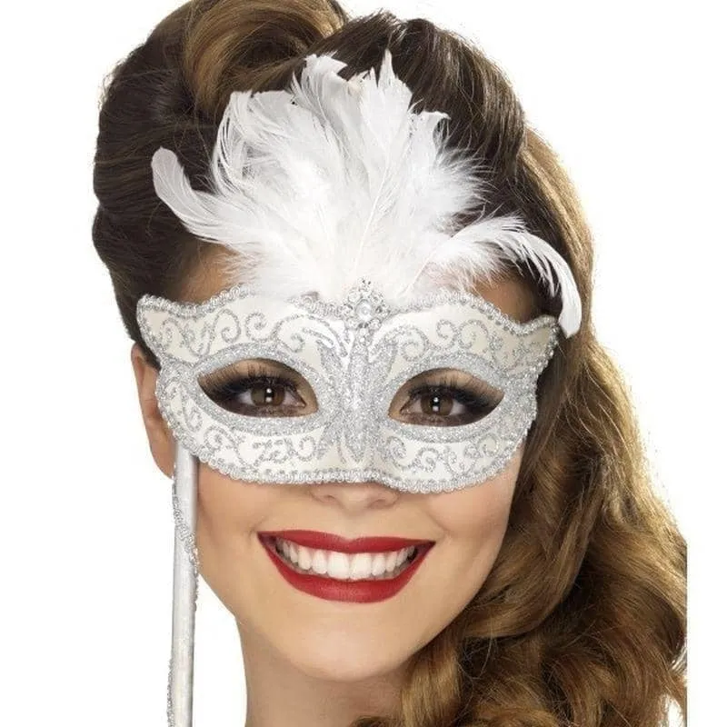 Baroque Fantasy Eyemask Adult Silver Handle