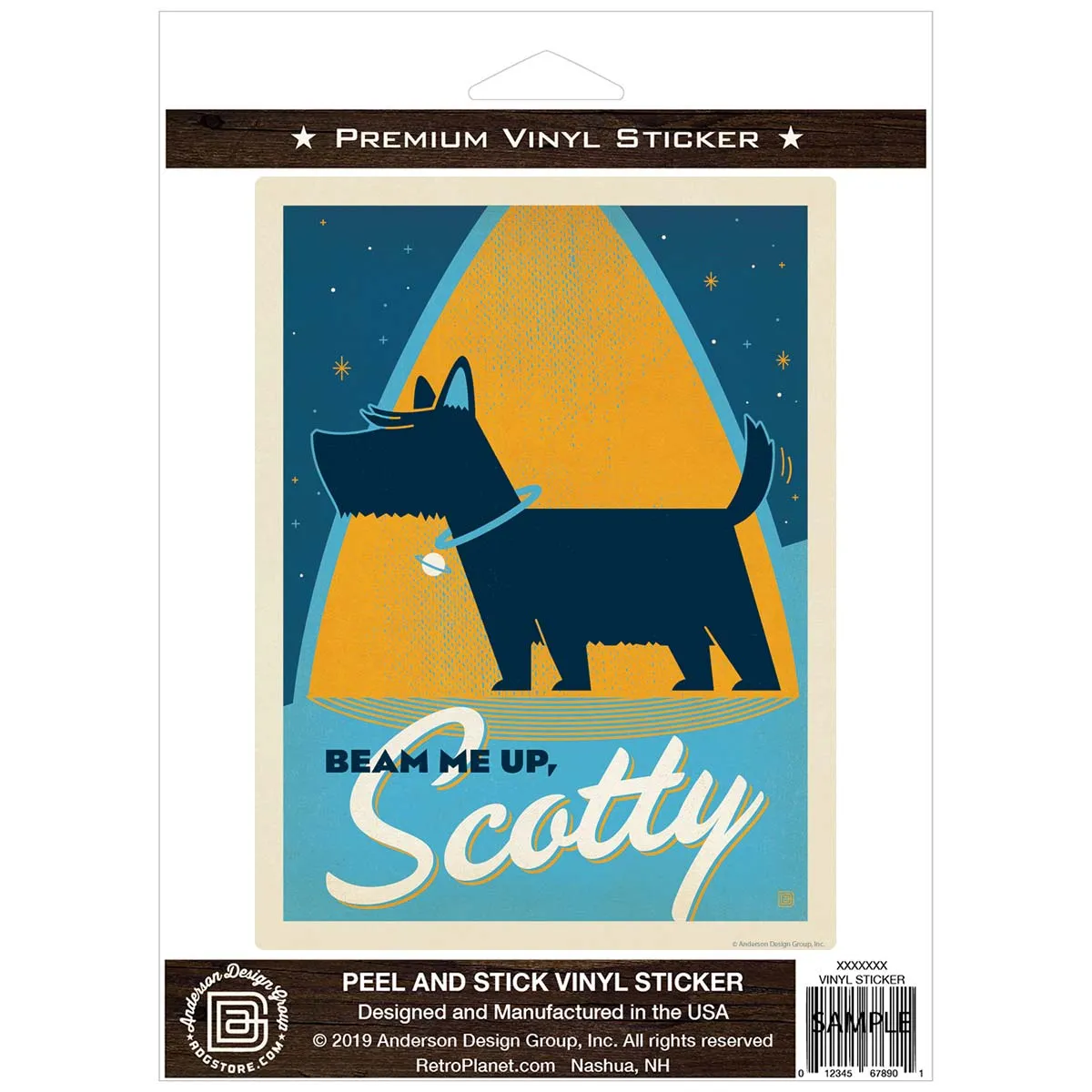 Beam Me Up Scotty Dog Vinyl Sticker