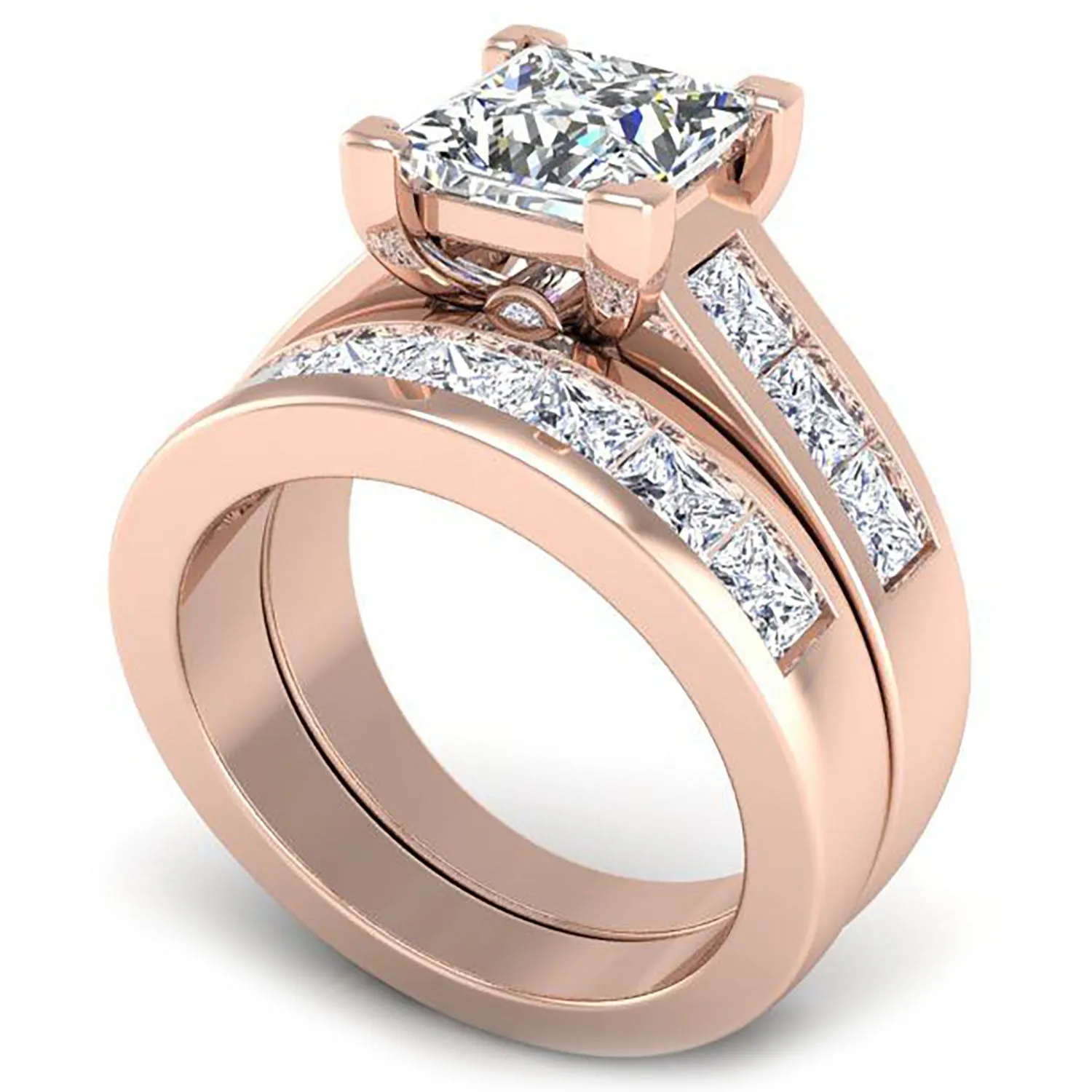 Ben Garelick Elara Princess Cut Channel Set Wide Diamond Engagement Ring