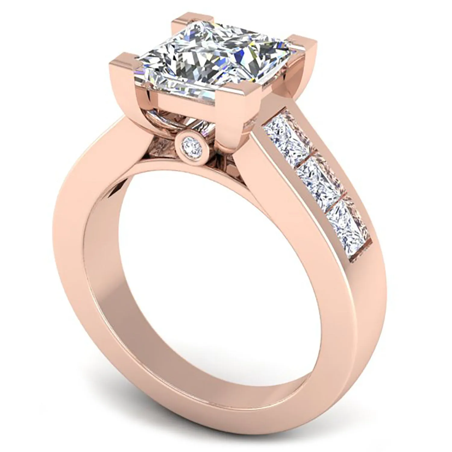 Ben Garelick Elara Princess Cut Channel Set Wide Diamond Engagement Ring