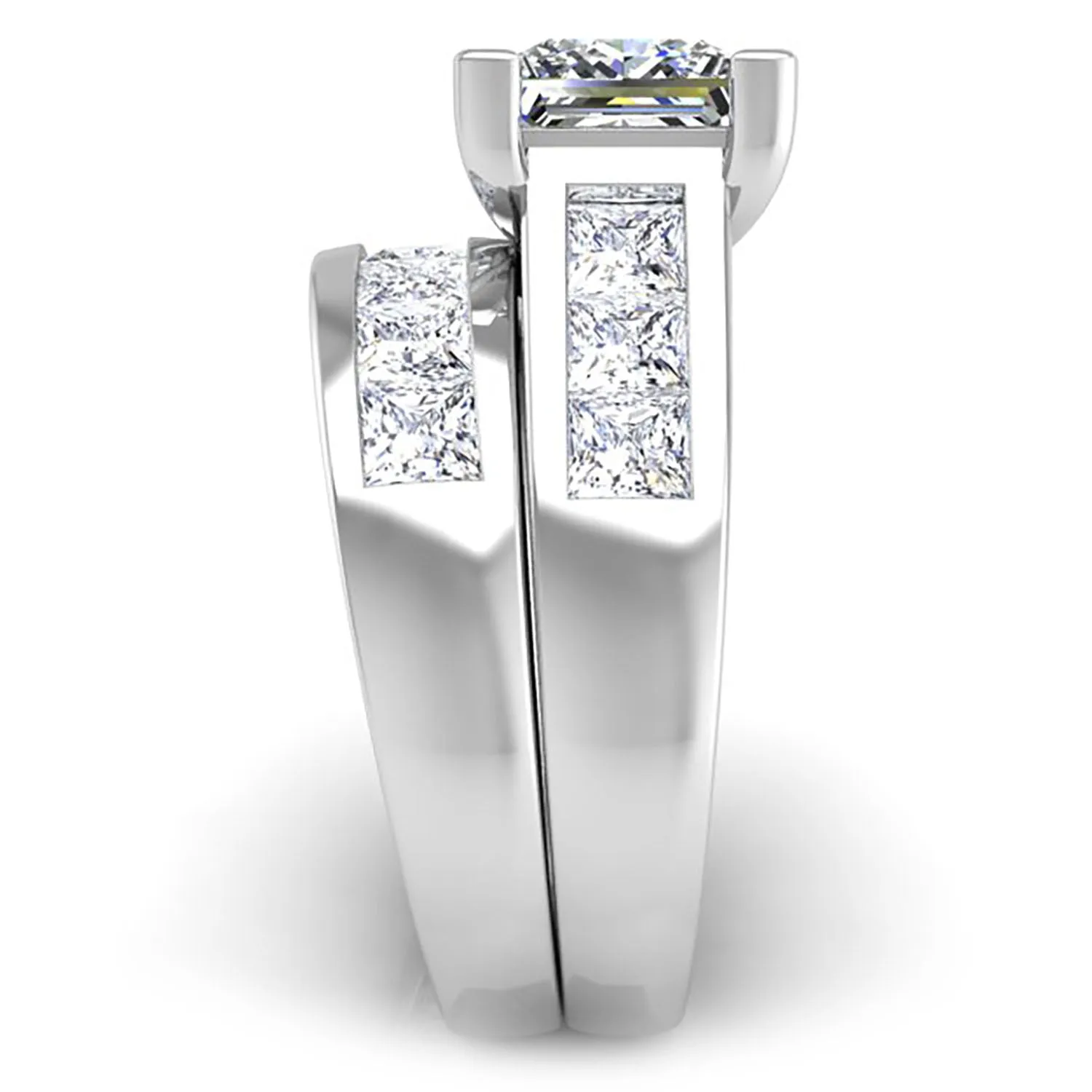 Ben Garelick Elara Princess Cut Channel Set Wide Diamond Engagement Ring