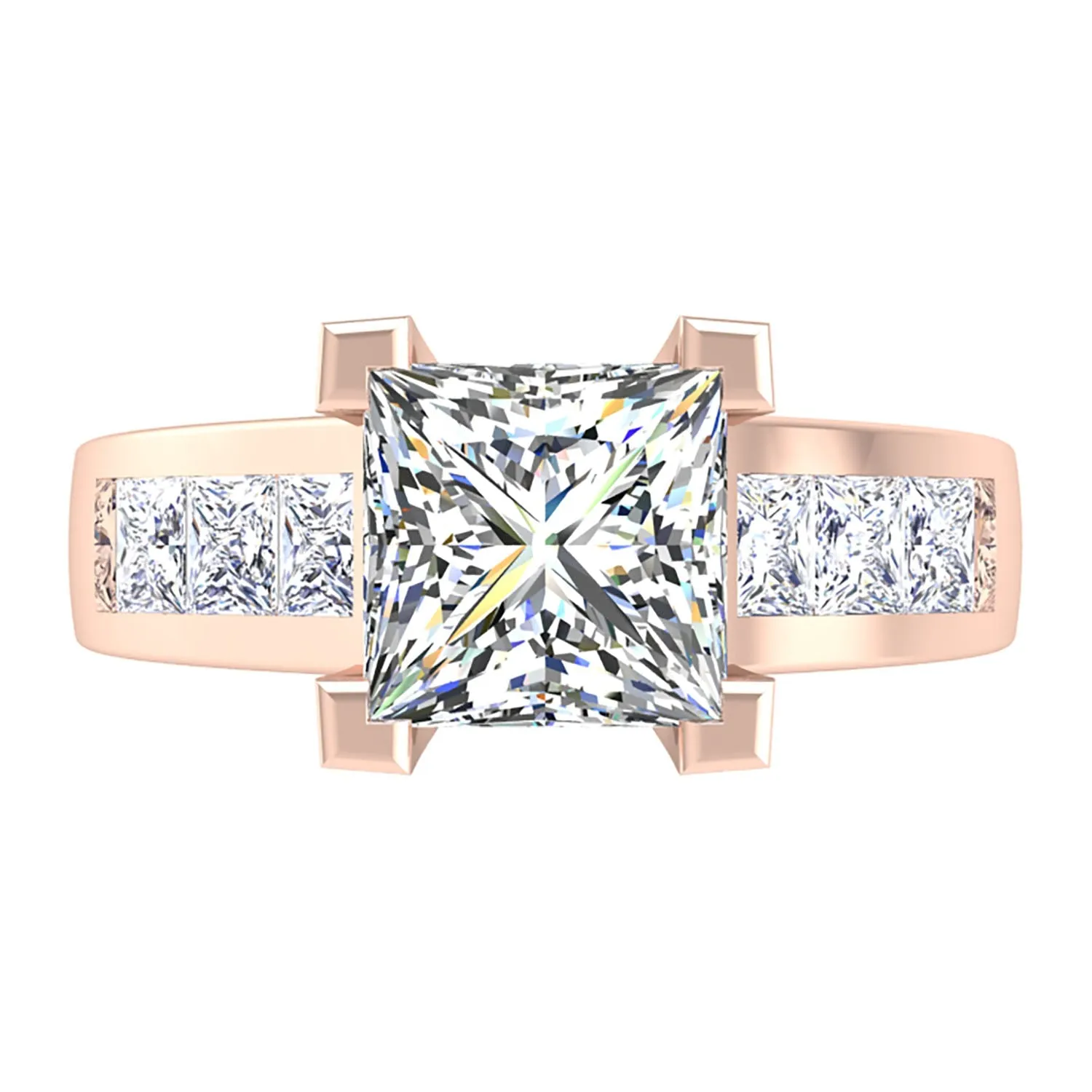 Ben Garelick Elara Princess Cut Channel Set Wide Diamond Engagement Ring