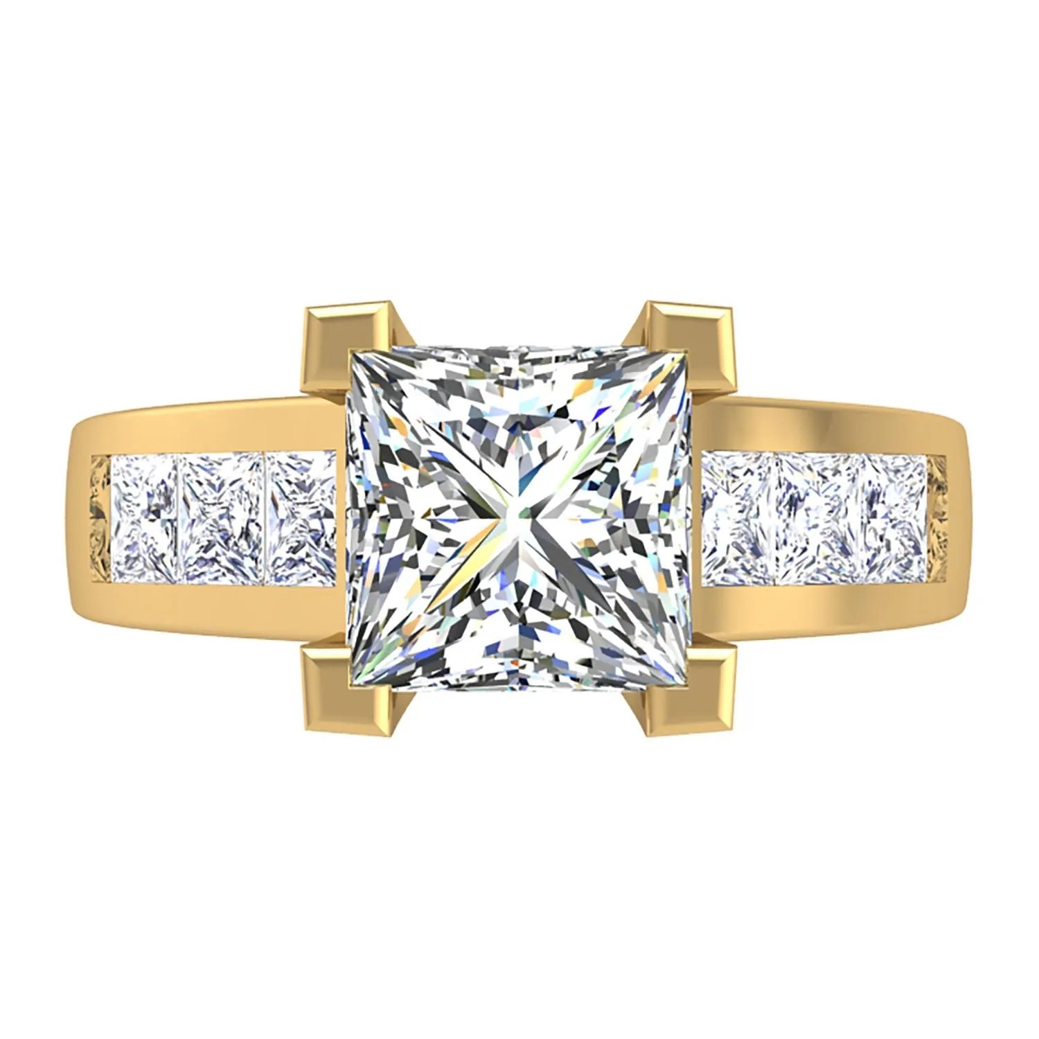 Ben Garelick Elara Princess Cut Channel Set Wide Diamond Engagement Ring