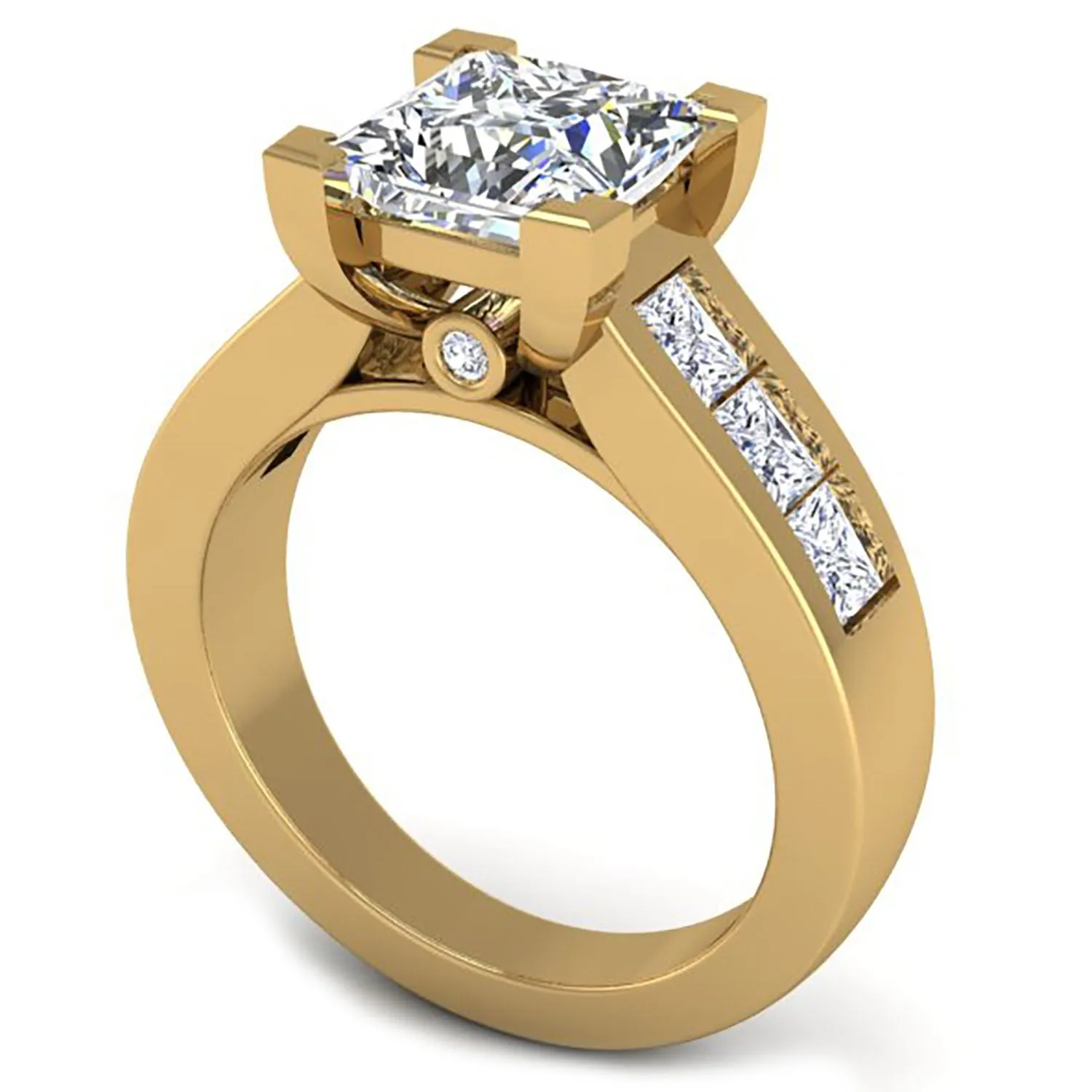 Ben Garelick Elara Princess Cut Channel Set Wide Diamond Engagement Ring