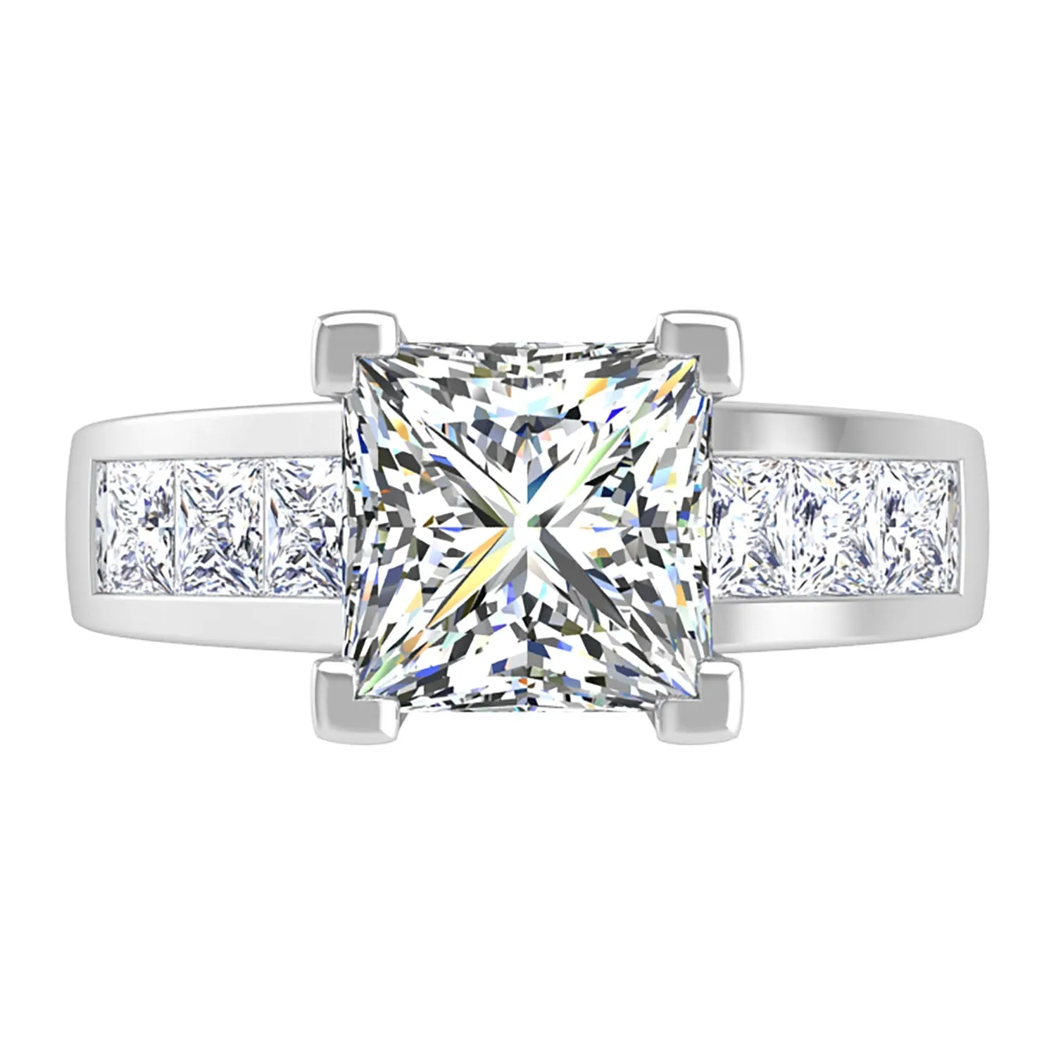 Ben Garelick Elara Princess Cut Channel Set Wide Diamond Engagement Ring