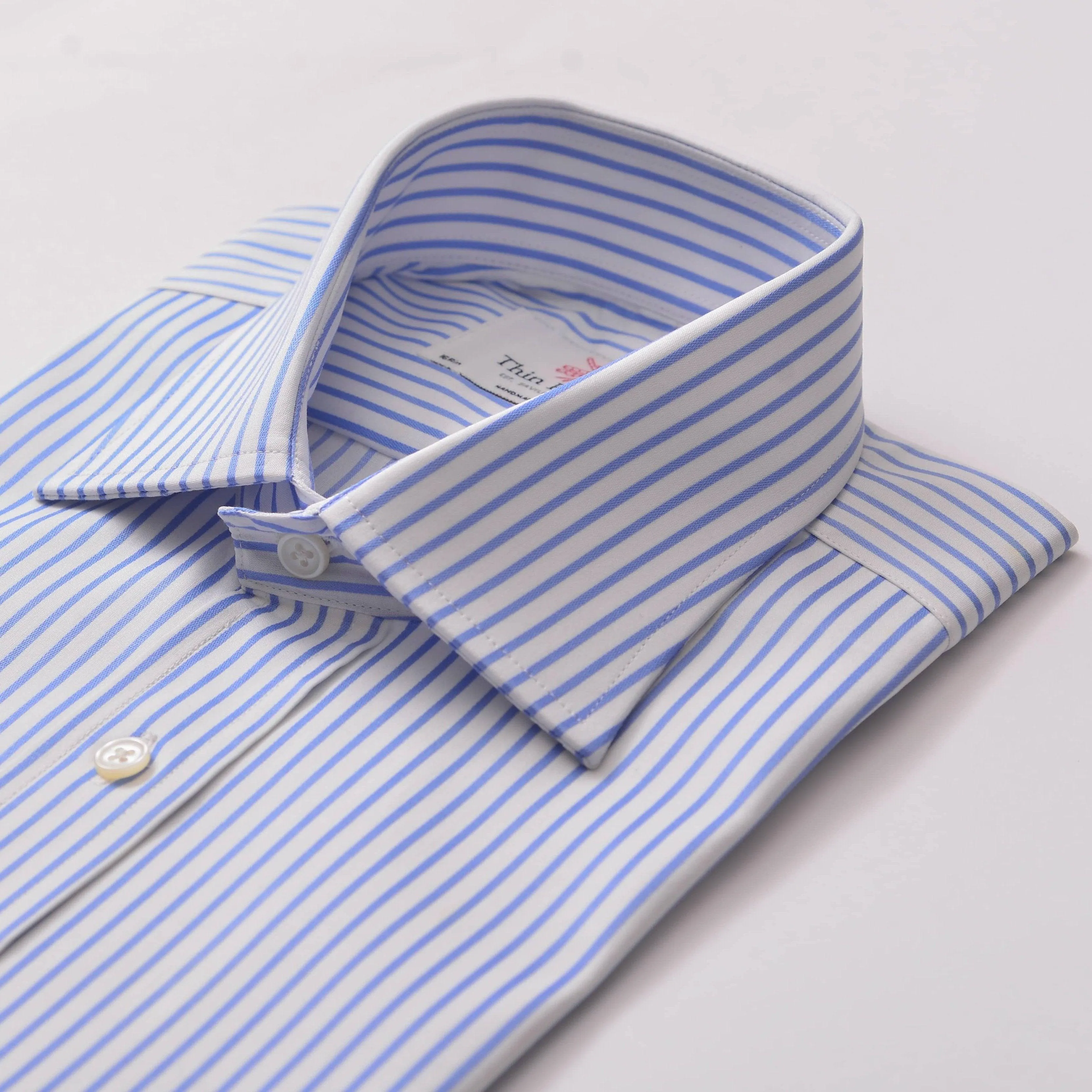 Brittany Stripe White & Blue Slim Shirt