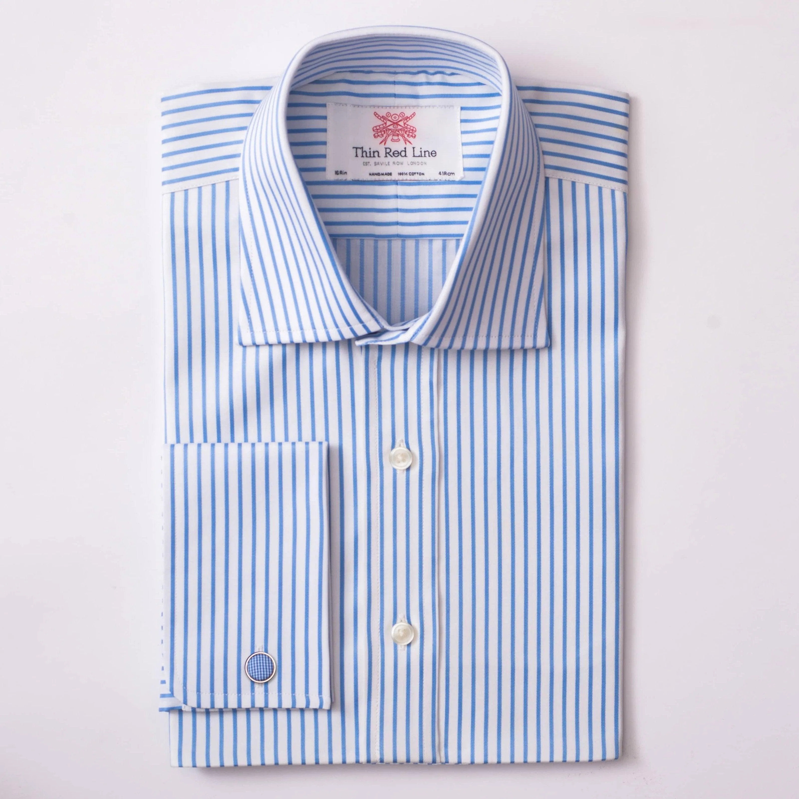 Brittany Stripe White & Blue Slim Shirt