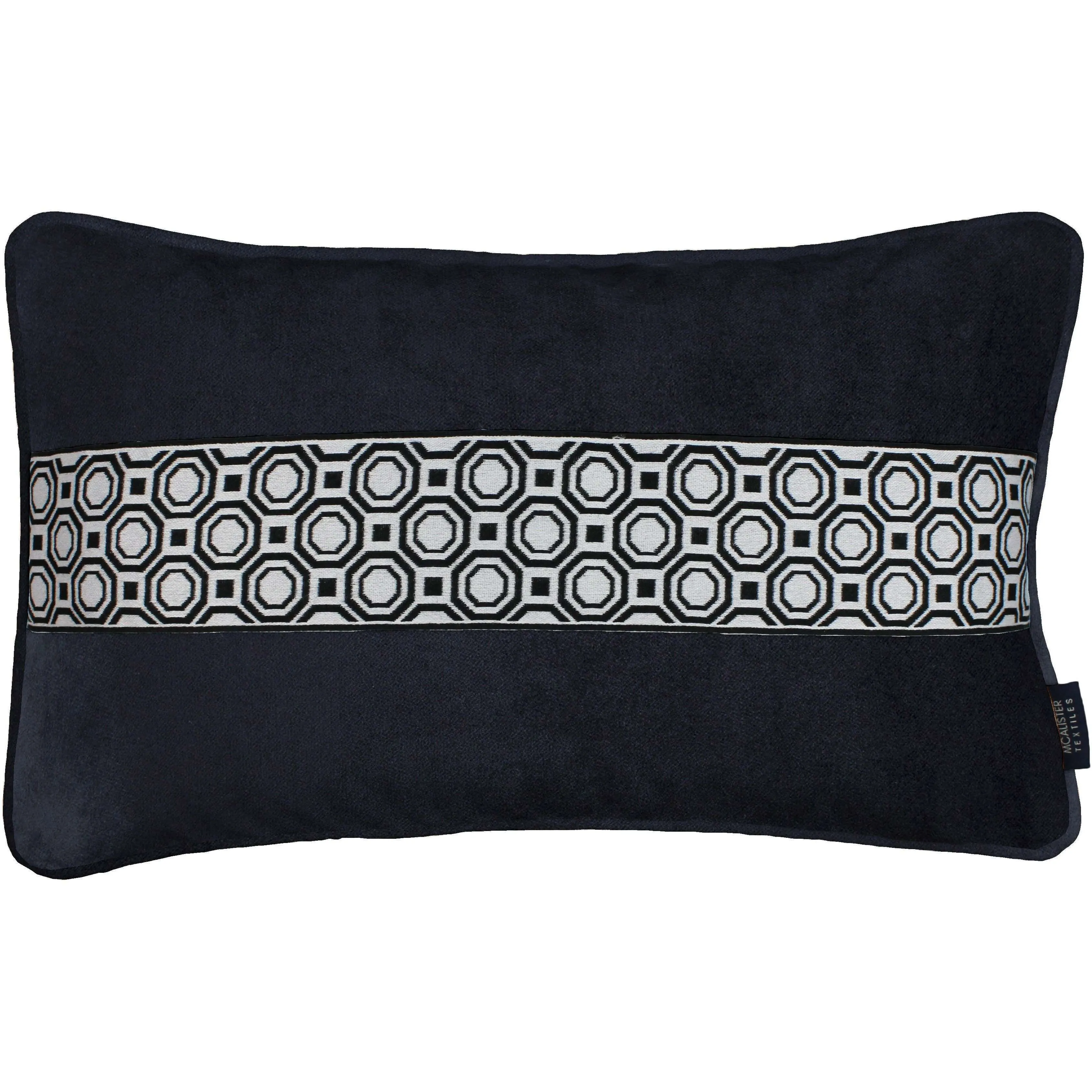 Cancun Striped Black Velvet Pillow