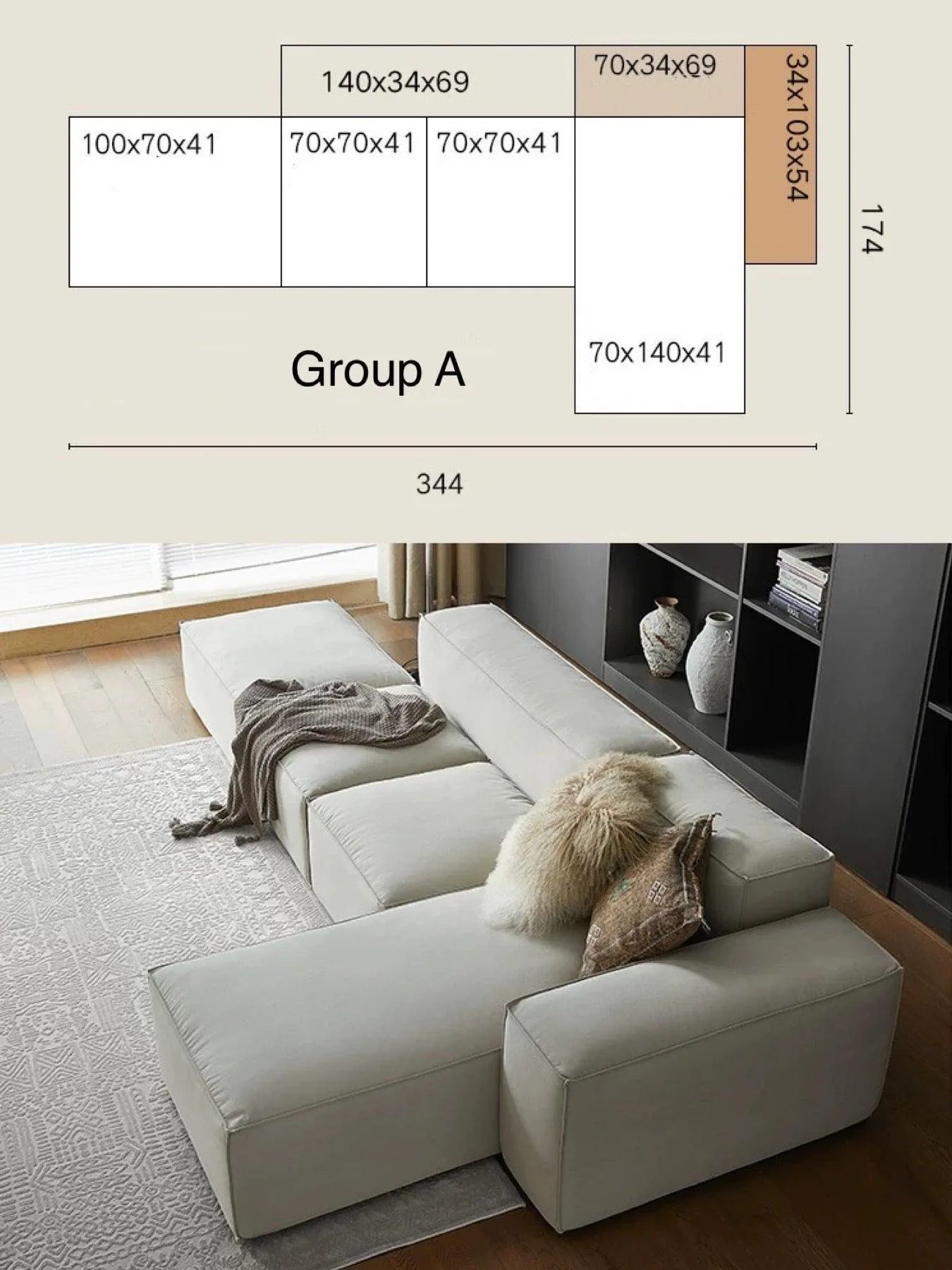 Cavella Sectional Island L-Shape Sofa
