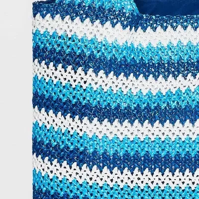 Chevron Print Striped Satchel - Future Collective with Alani Noelle Blue