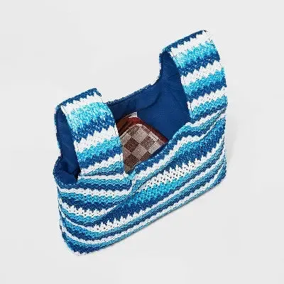Chevron Print Striped Satchel - Future Collective with Alani Noelle Blue