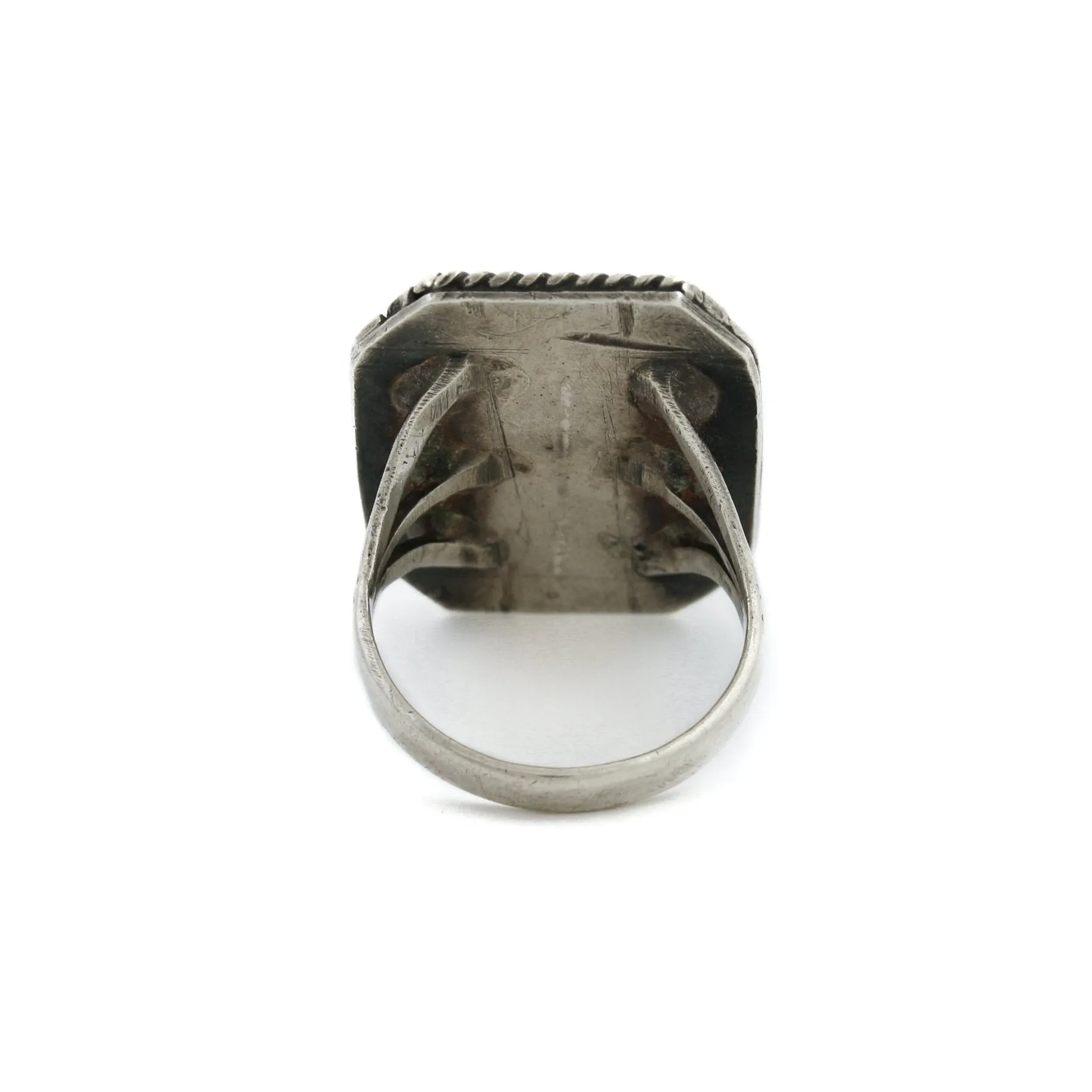 Classic 1970's Square Petrified Wood x Navajo Ring