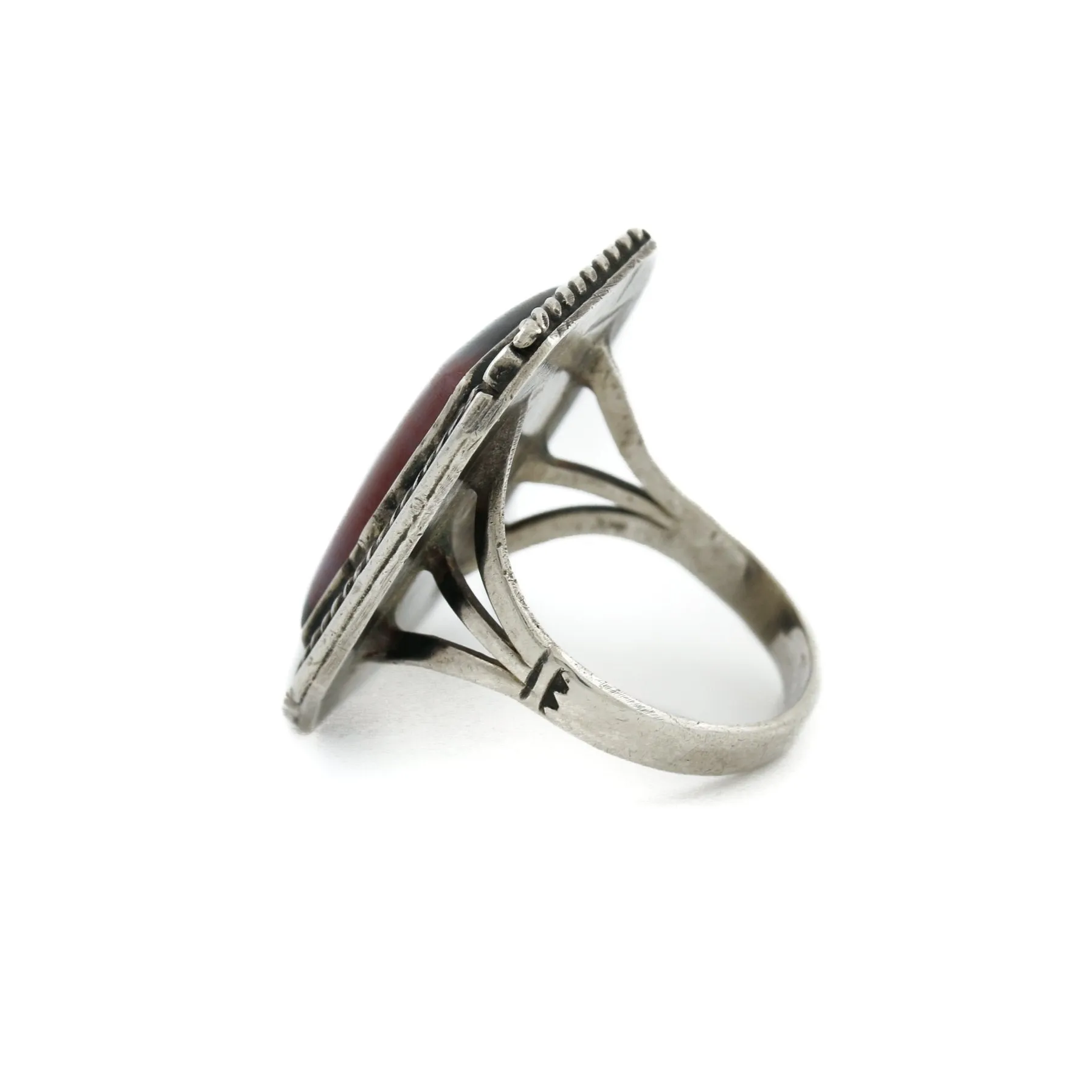 Classic 1970's Square Petrified Wood x Navajo Ring