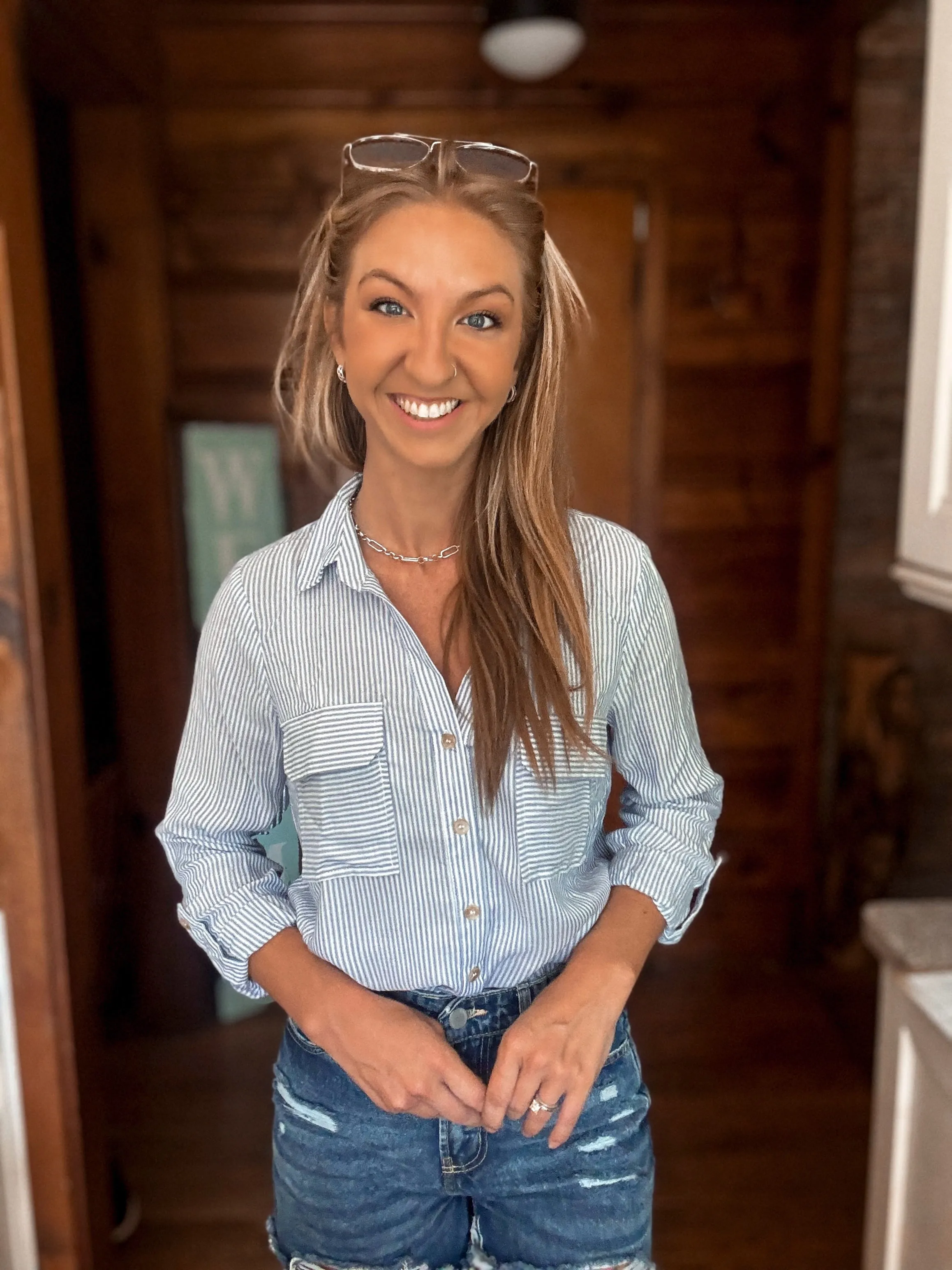 Classic Stripe Button-Down Top