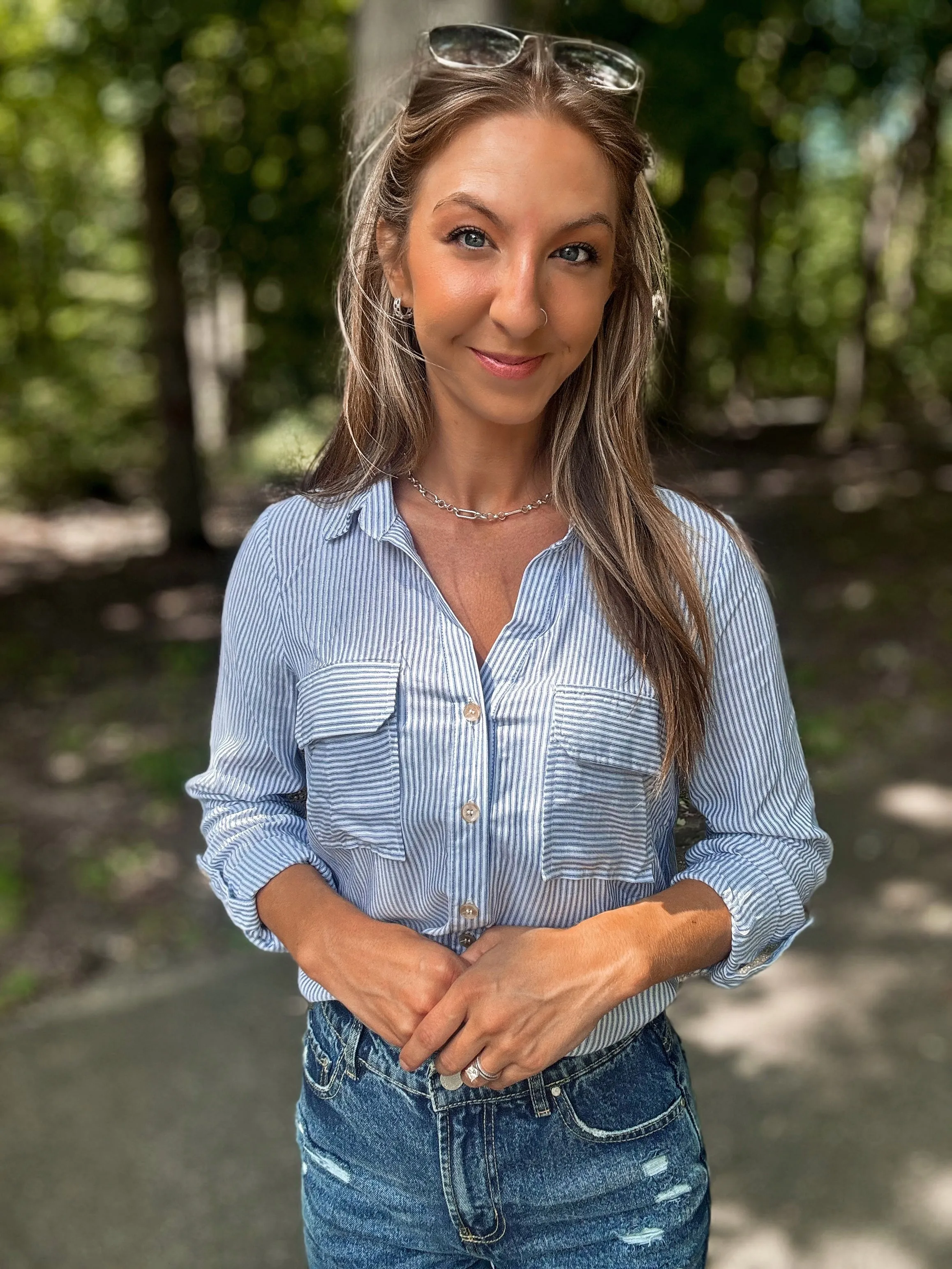 Classic Stripe Button-Down Top