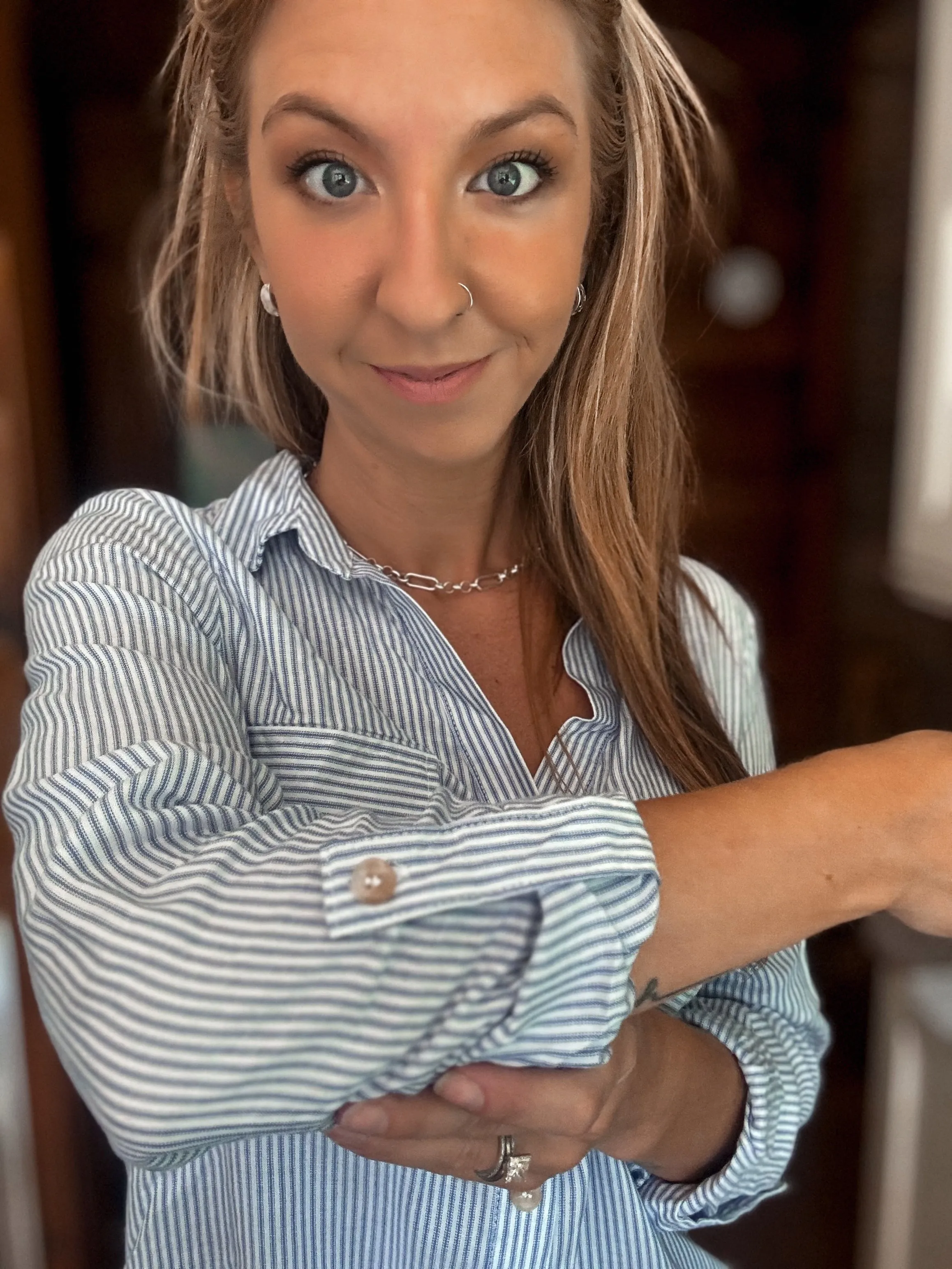 Classic Stripe Button-Down Top