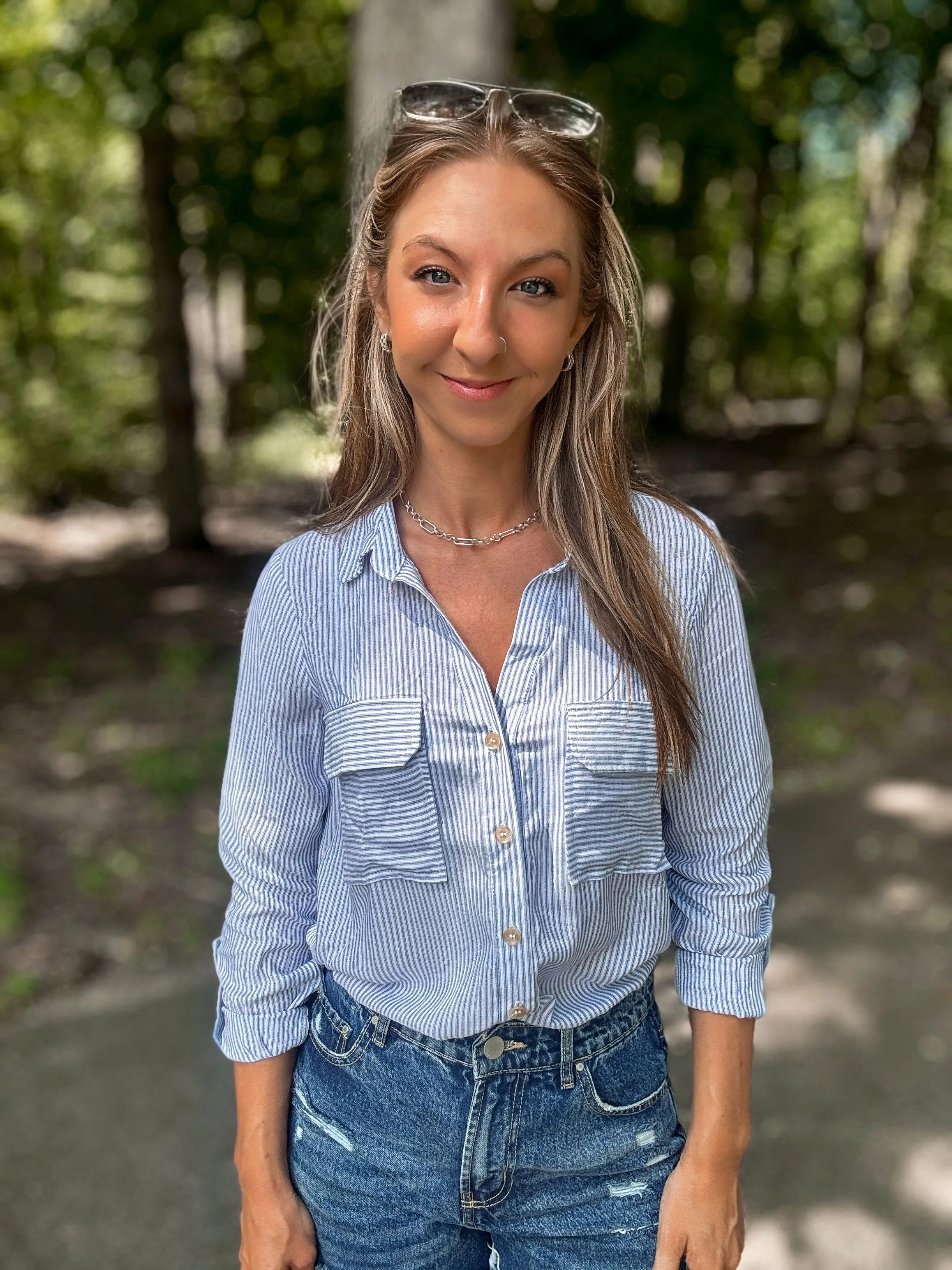 Classic Stripe Button-Down Top