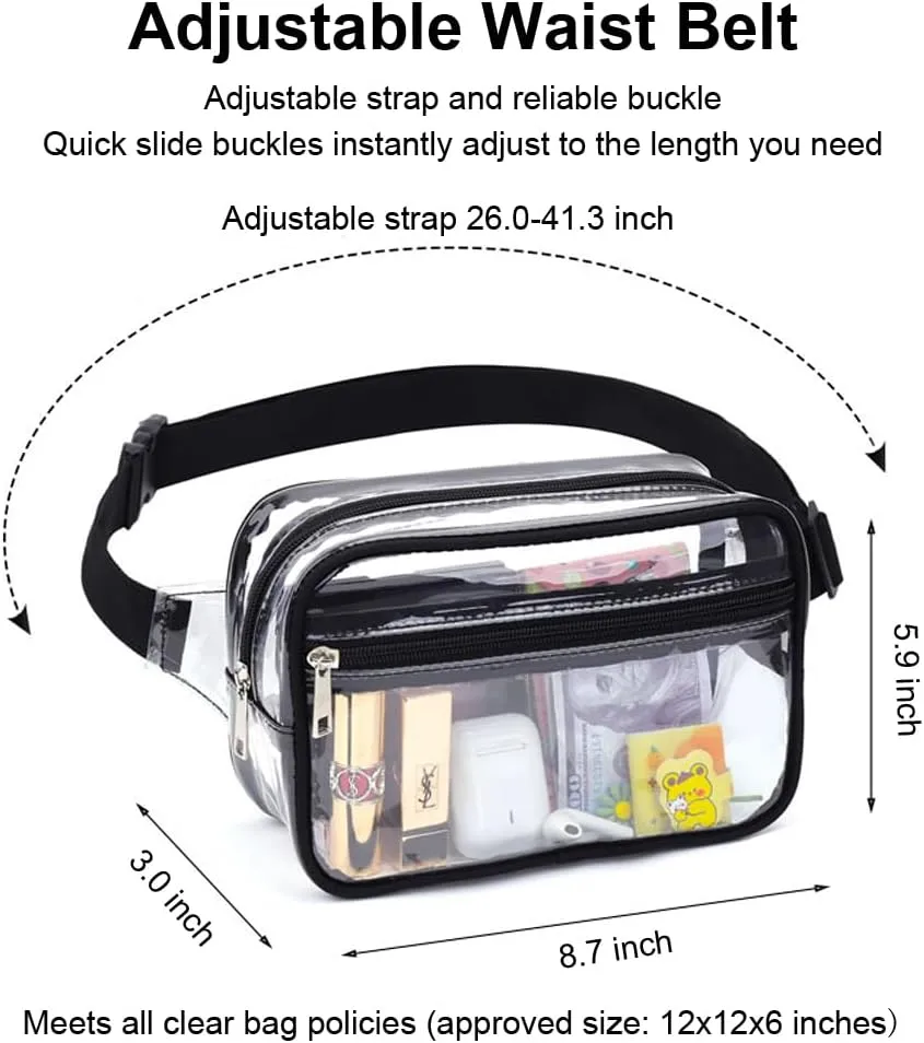 Clear Purses for Women Stadium Fanny Packs, Crossbody Bags (Blue)