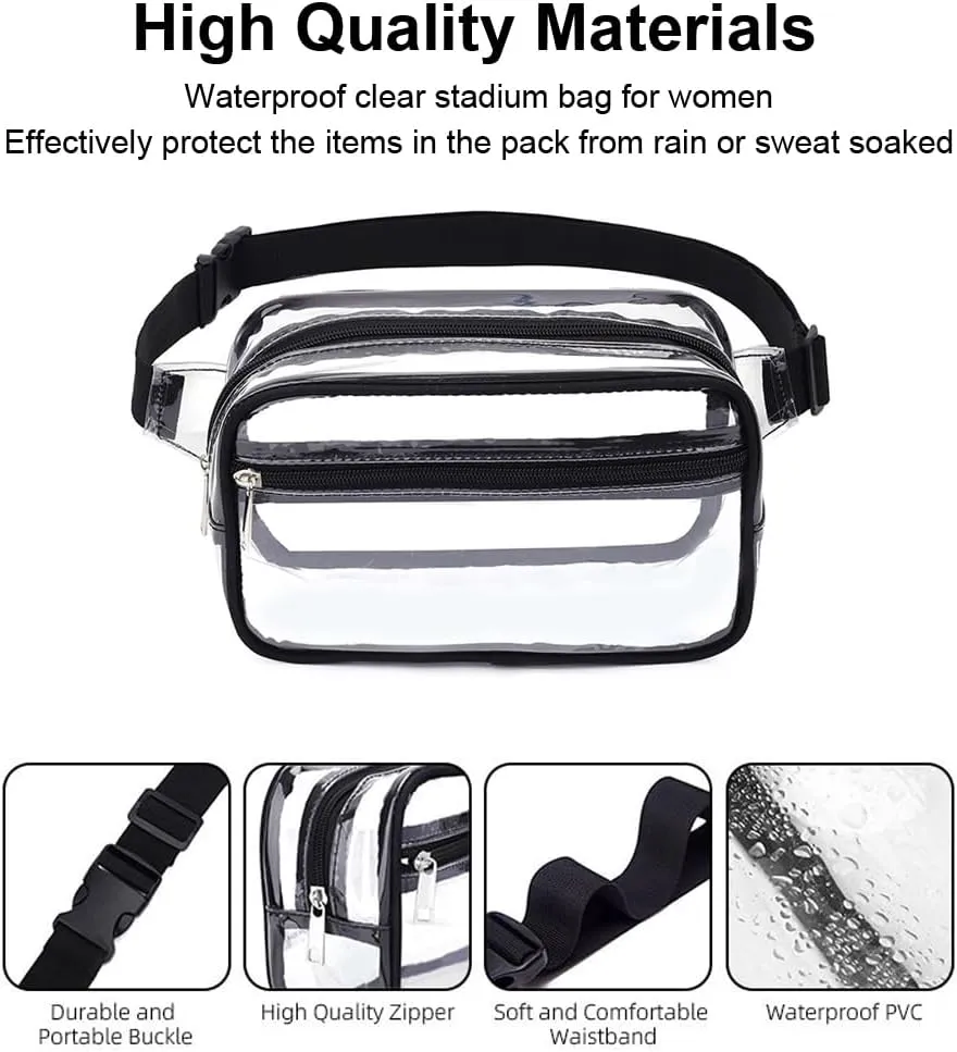 Clear Purses for Women Stadium Fanny Packs, Crossbody Bags (Blue)