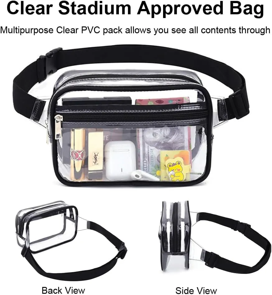 Clear Purses for Women Stadium Fanny Packs, Crossbody Bags (Blue)