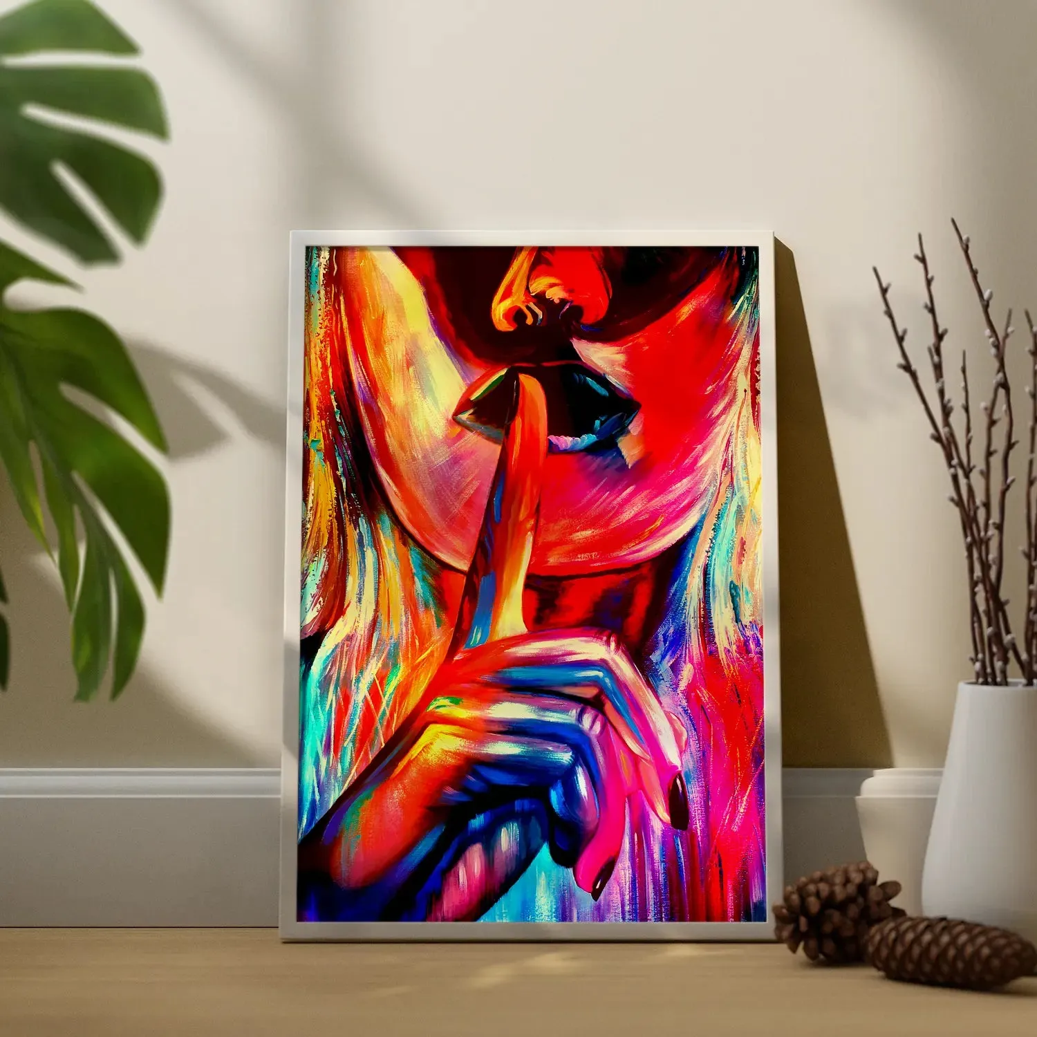 Colourful Face Of A Girl With Gesture