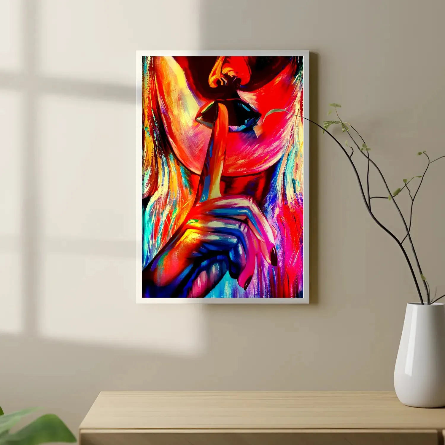 Colourful Face Of A Girl With Gesture